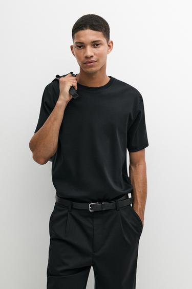 100% mercerised cotton ribbed T-shirt — BLACK 2