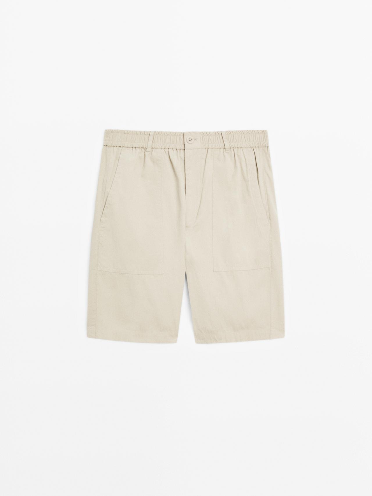 Massimo Dutti - Herre - Arbejder-Bermudashorts I Bomuldspoplin - Sand - 40