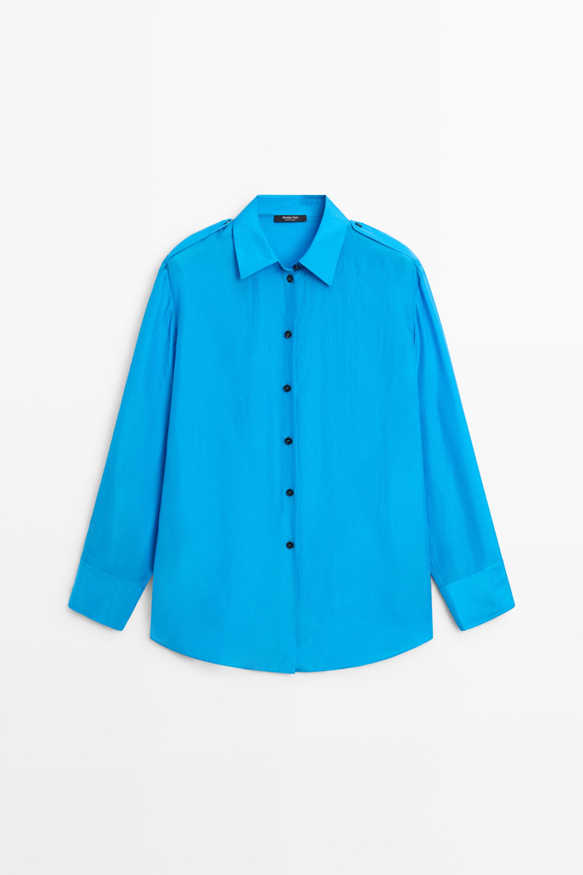 Flowing 100% silk shirt with shoulder detail