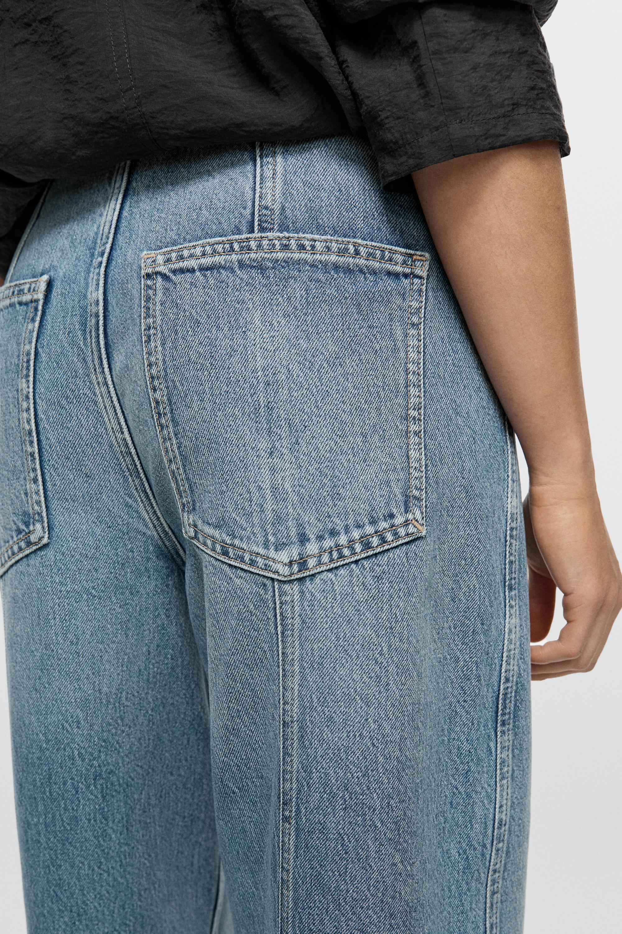 Barrel fit jeans with seam details — Light Blue