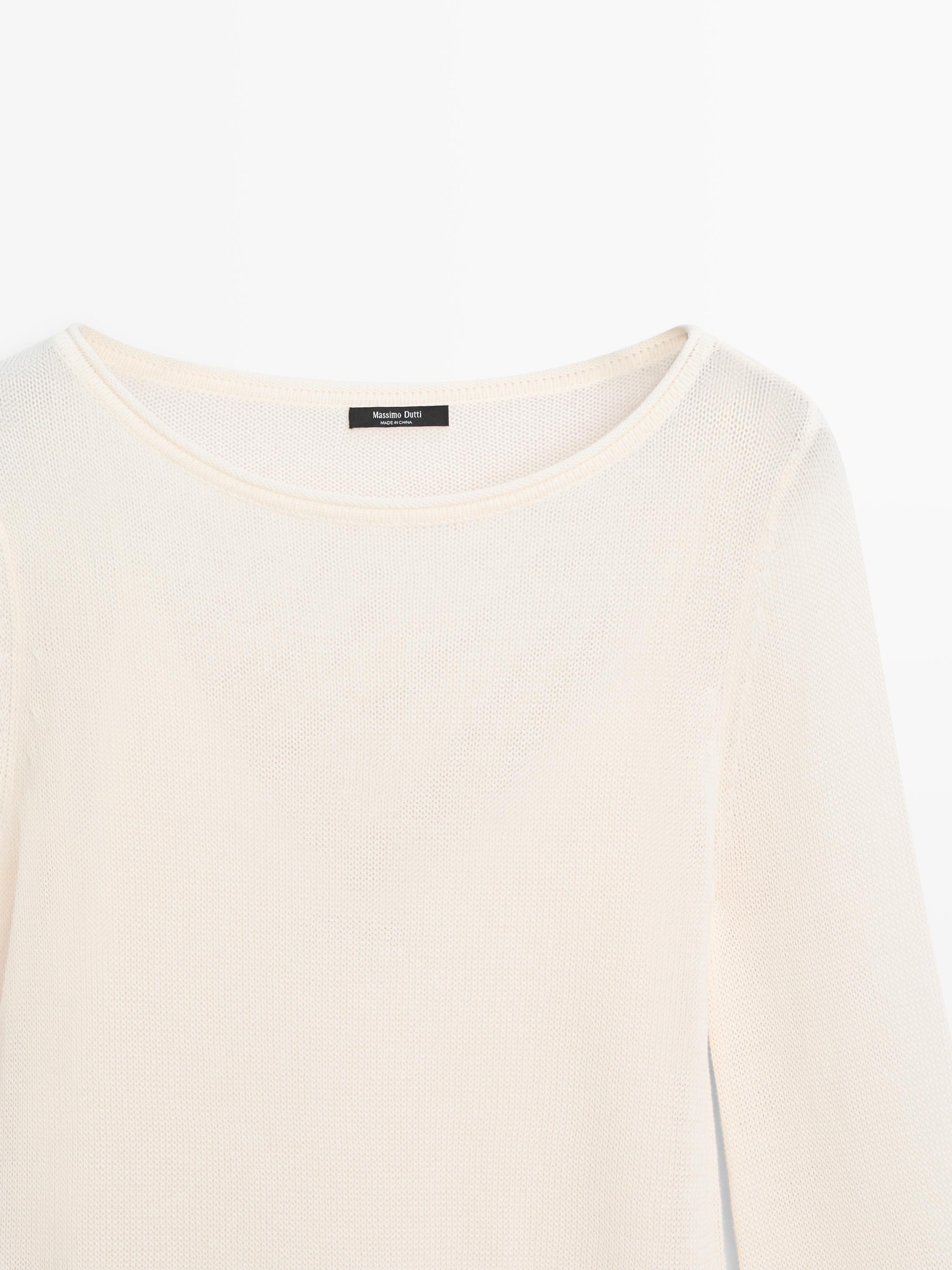 Double-layer knit dress with long sleeves — CREAM