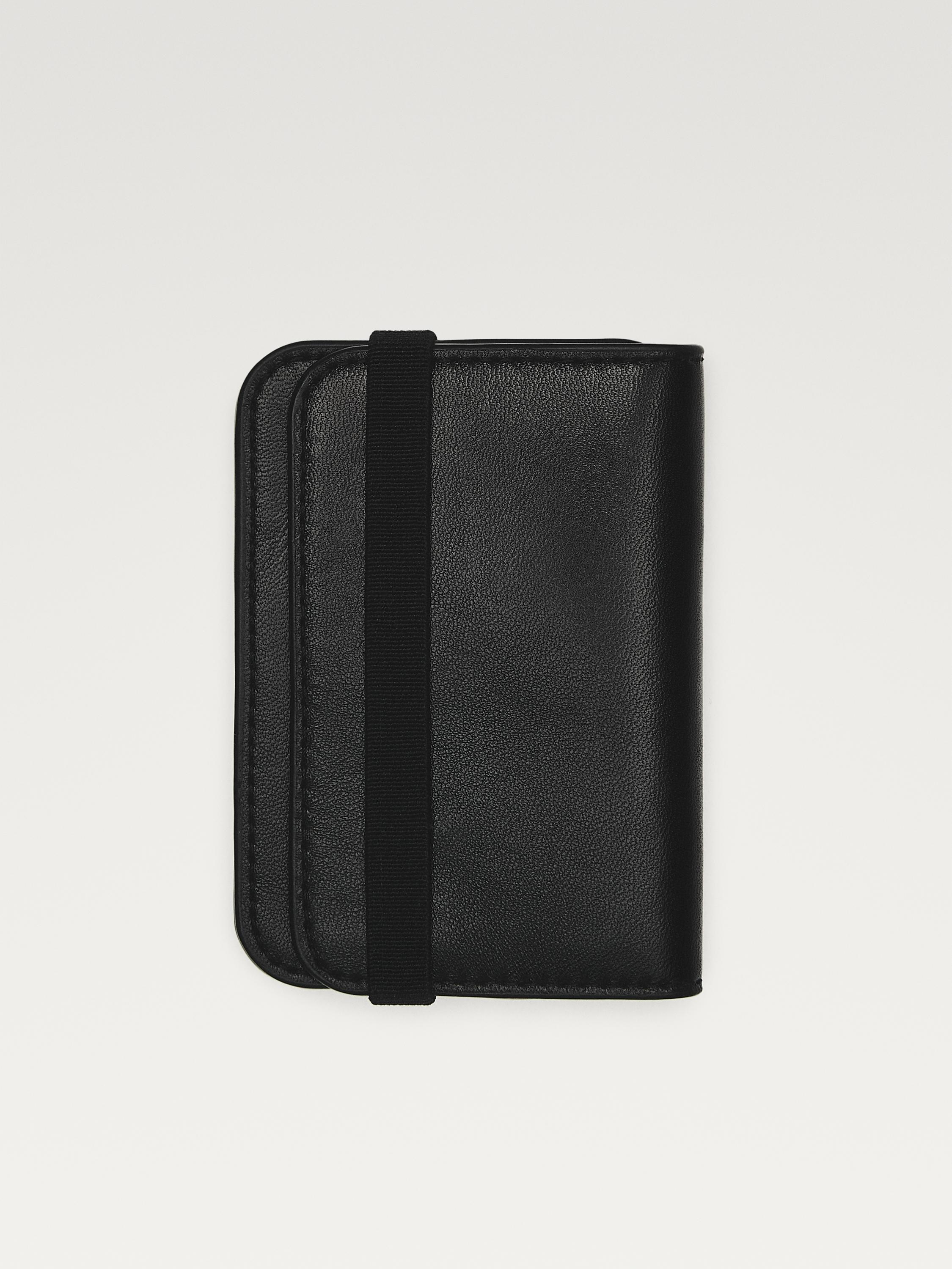 Nappa leather card holder with flap