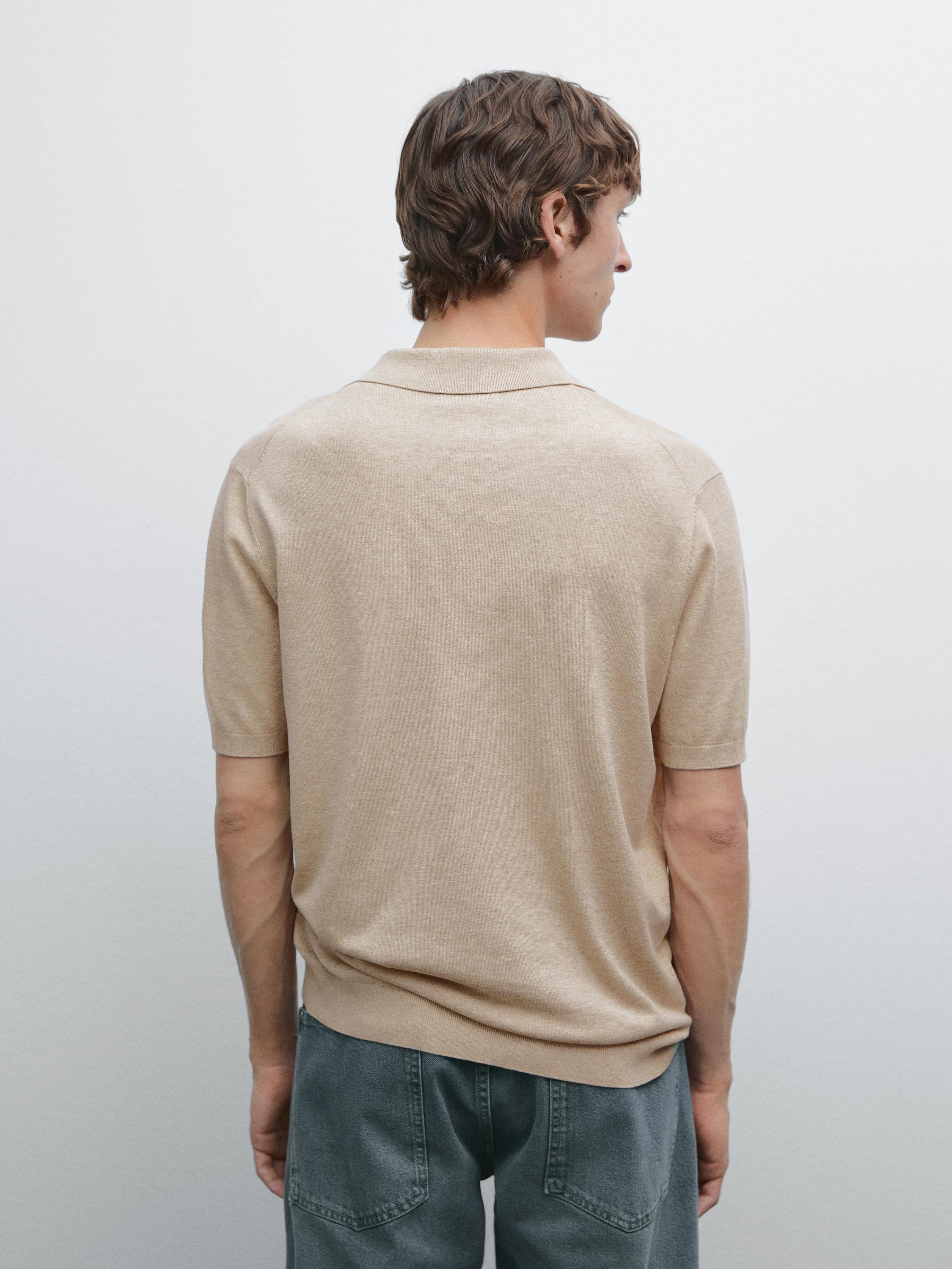 Cotton blend knit polo shirt