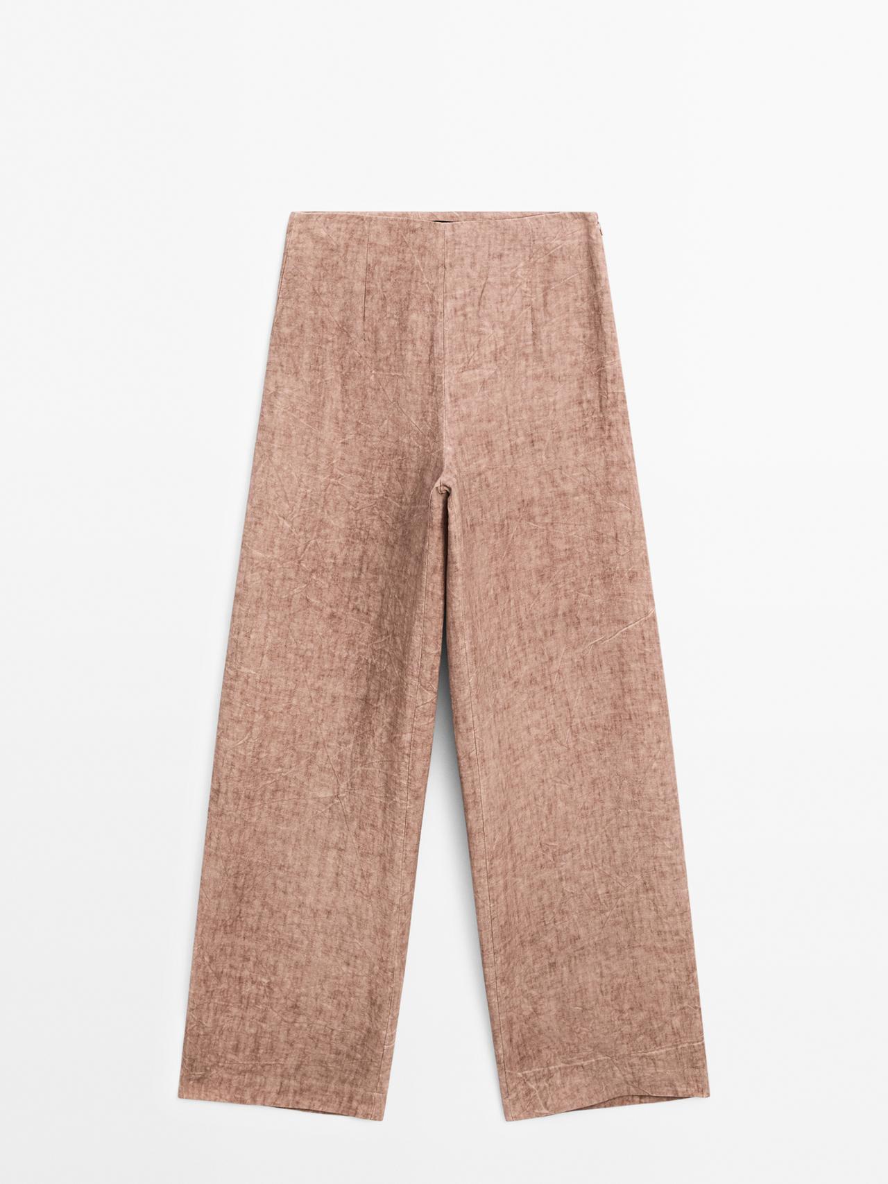 Massimo Dutti - Dame - Bukser I 100 % Hør Med Blødt Fald - Розово - 36