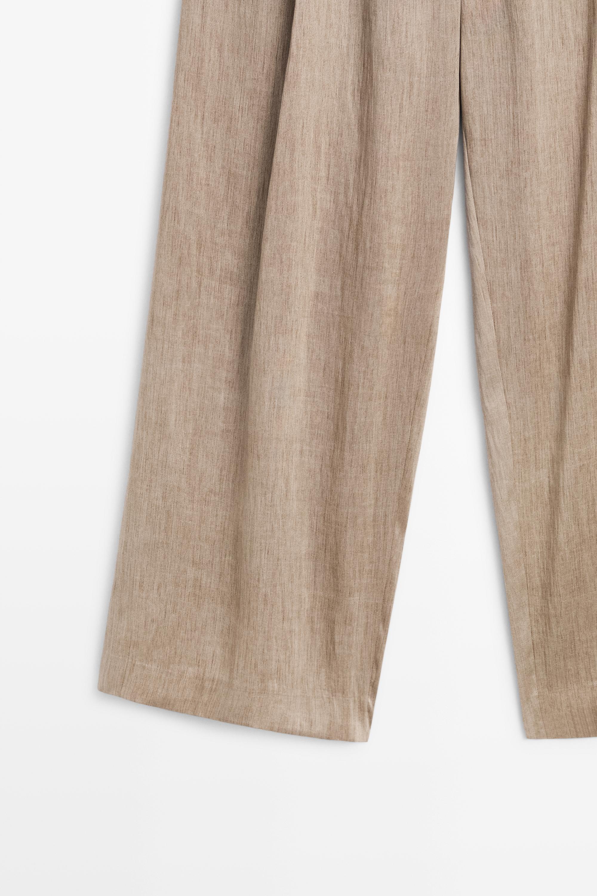 Satin pleated pants with elastic detail - STUDIO — STONE