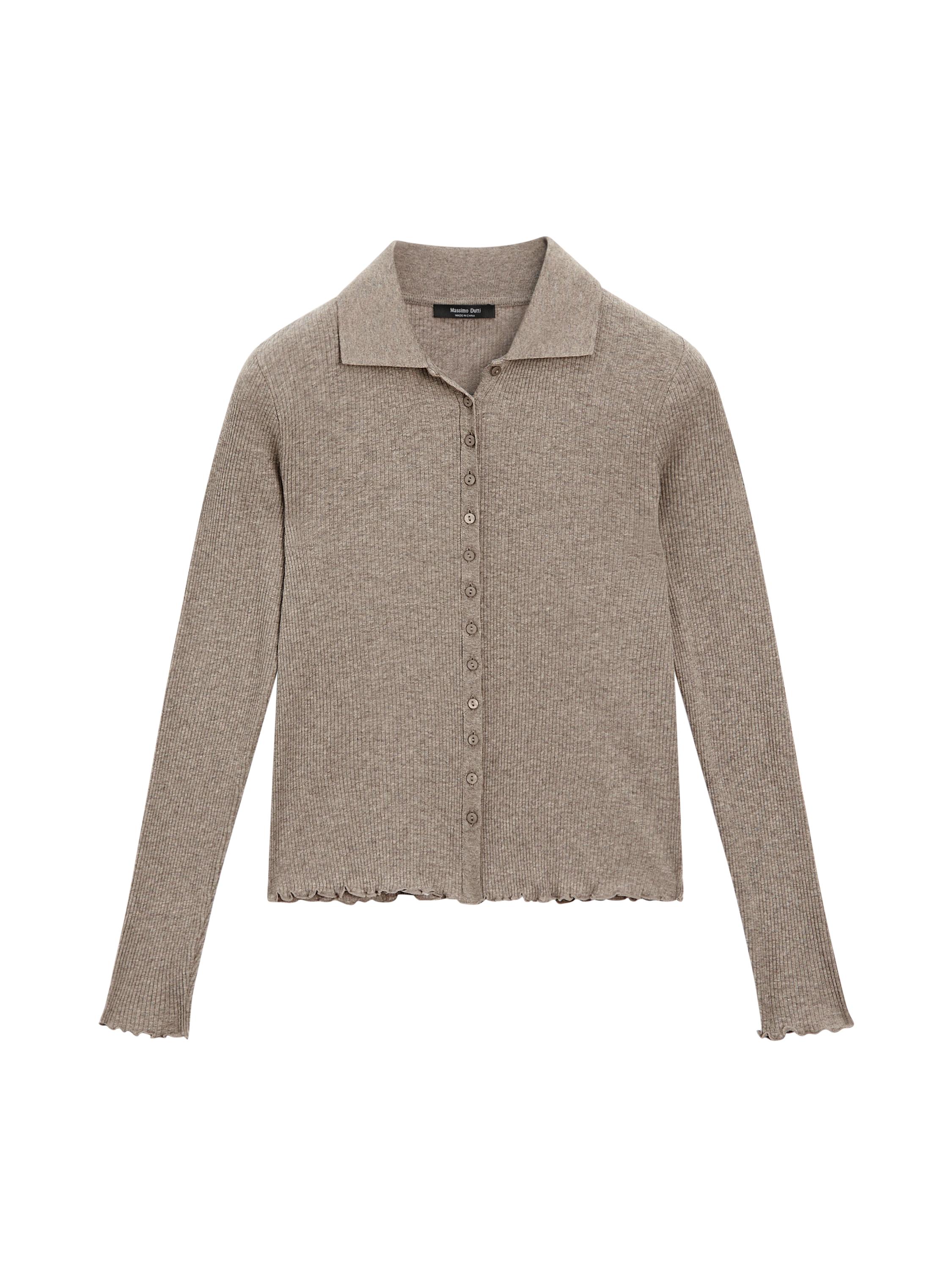 Cardigan with wavy trim details · Mink · T-shirts And Polo