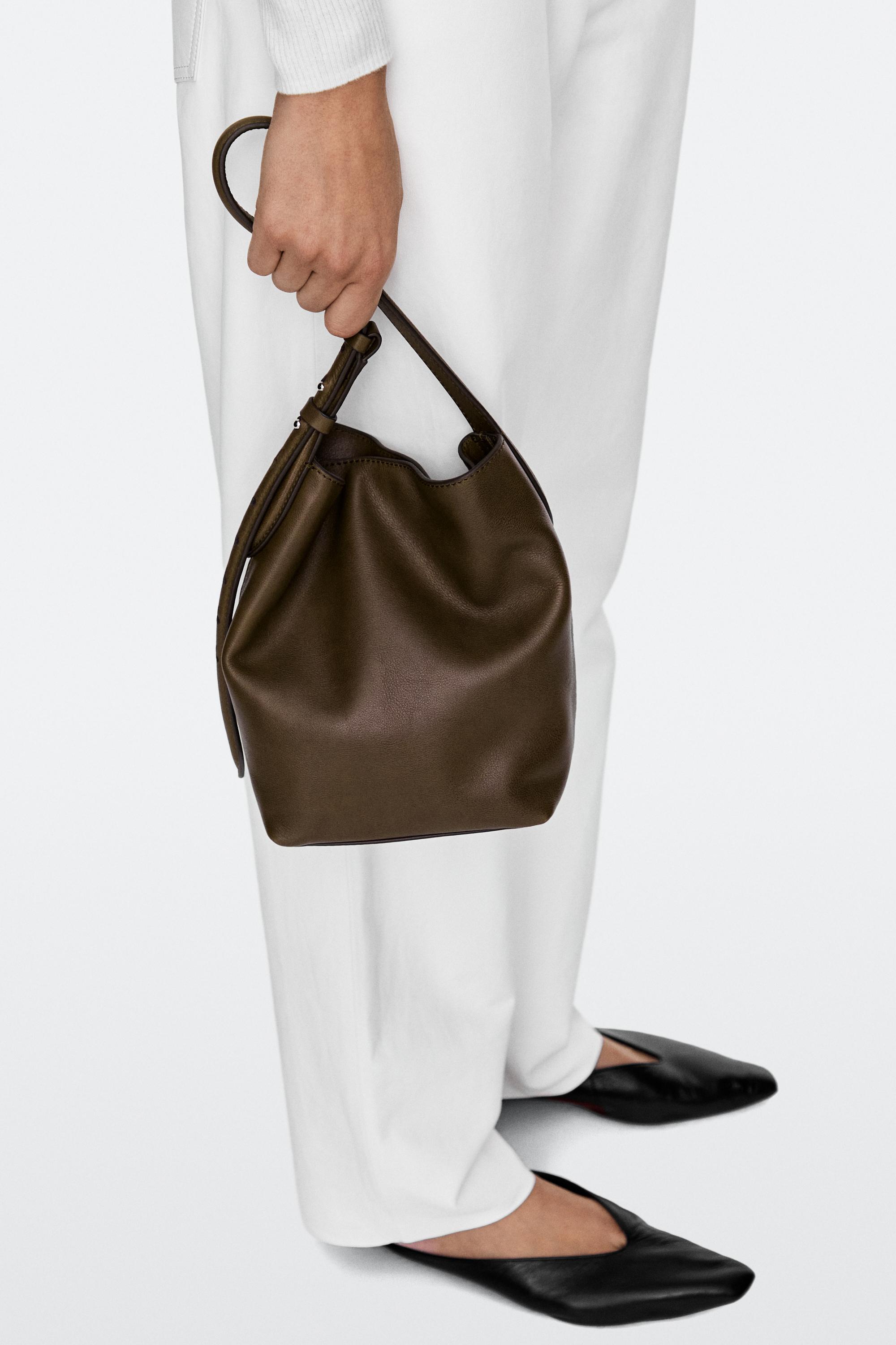 Nappa leather mini bucket bag — LEATHER