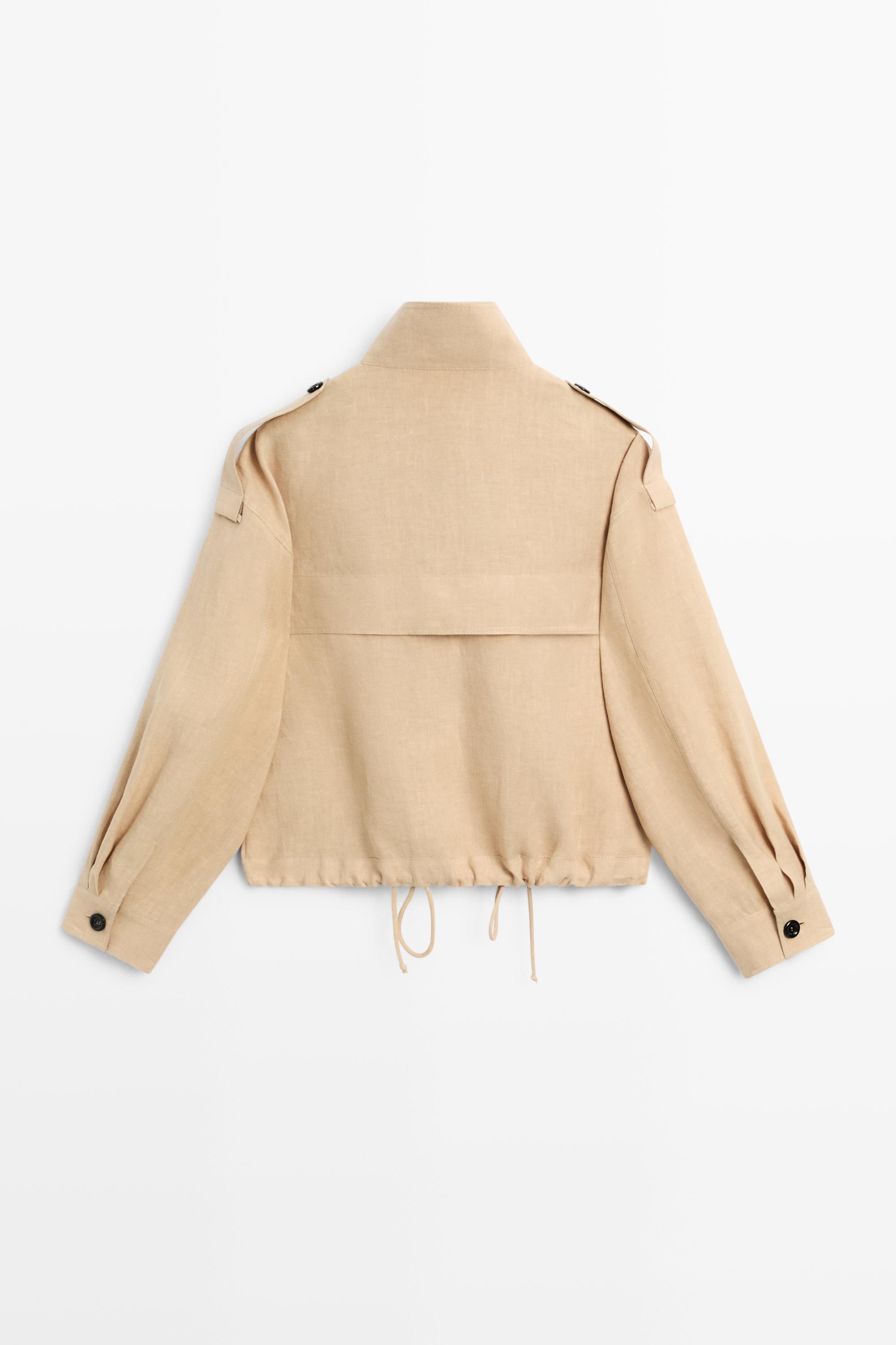 100% linen fluid bomber jacket — MUSTARD YELLOW