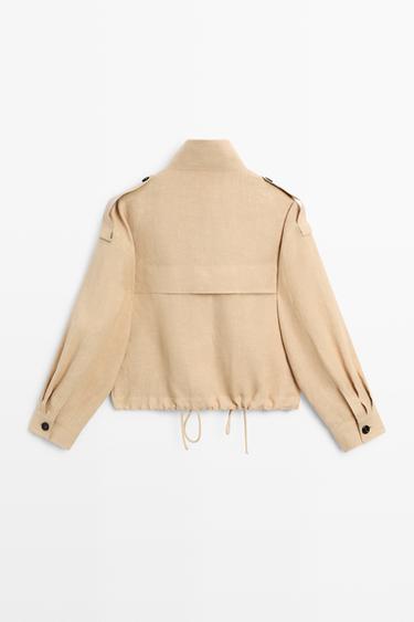 100% linen fluid bomber jacket — MUSTARD YELLOW 6