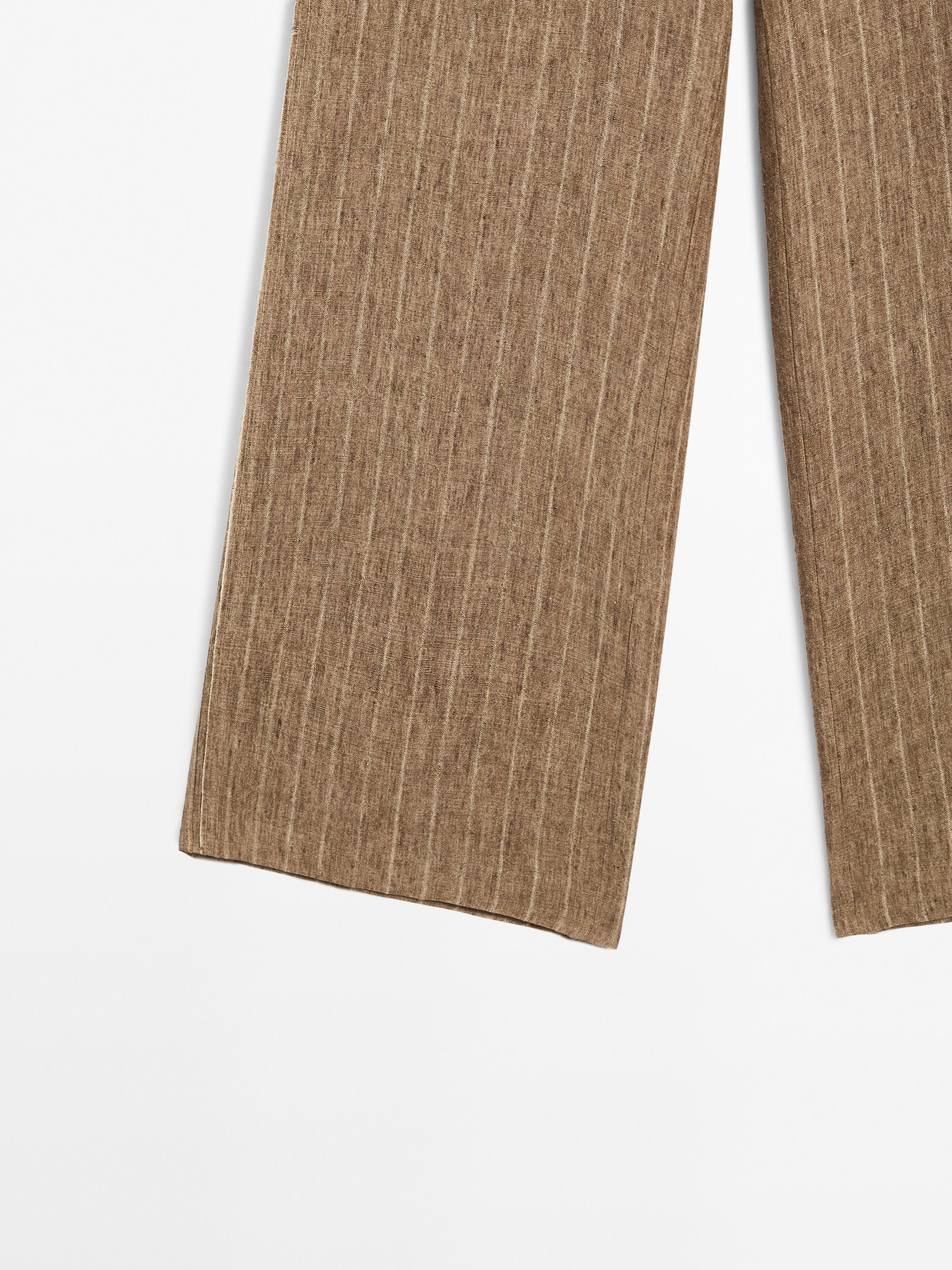 100% linen striped flowing trousers
