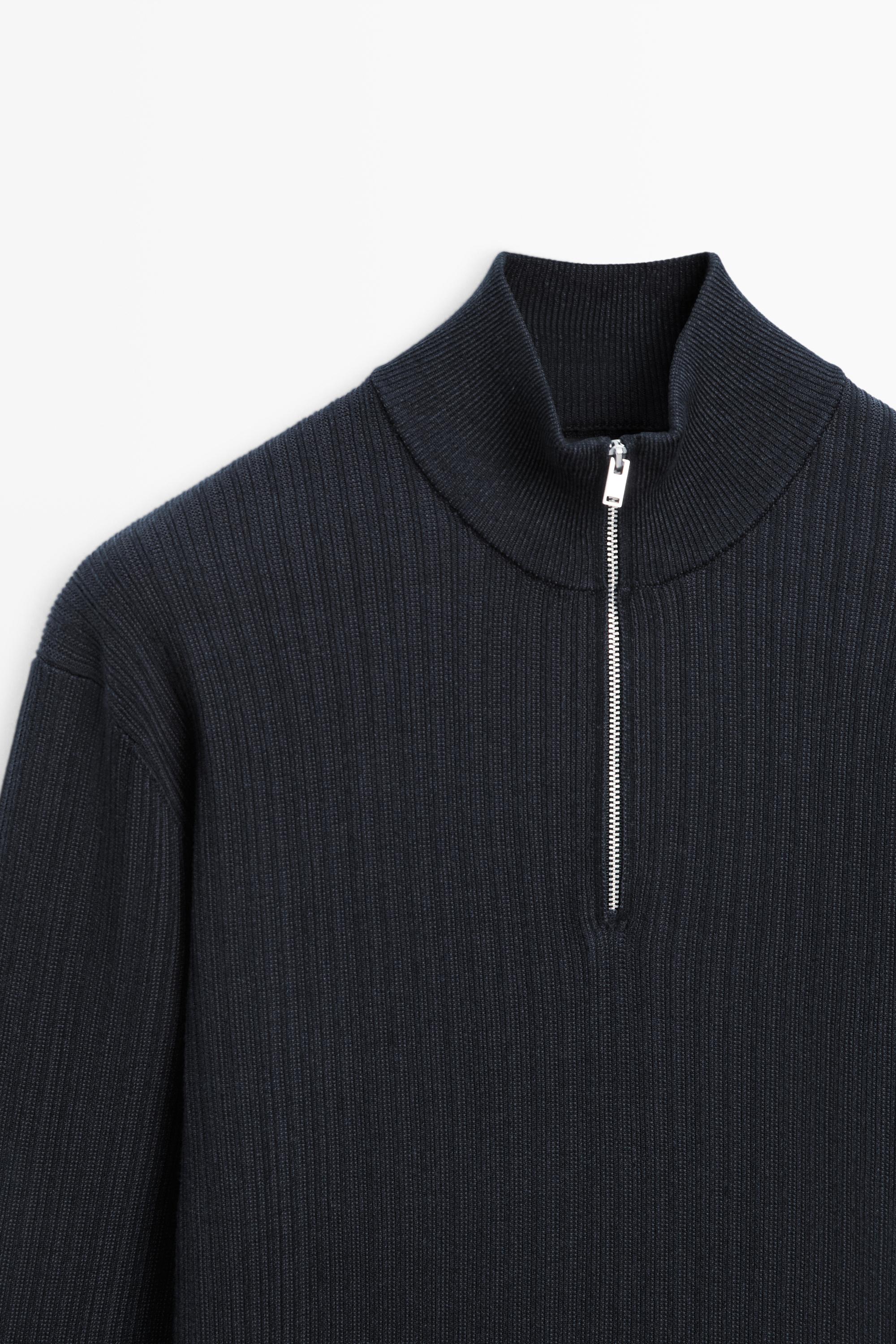 Mock neck knit sweater with zip · Faded Navy · Sweaters | Massimo