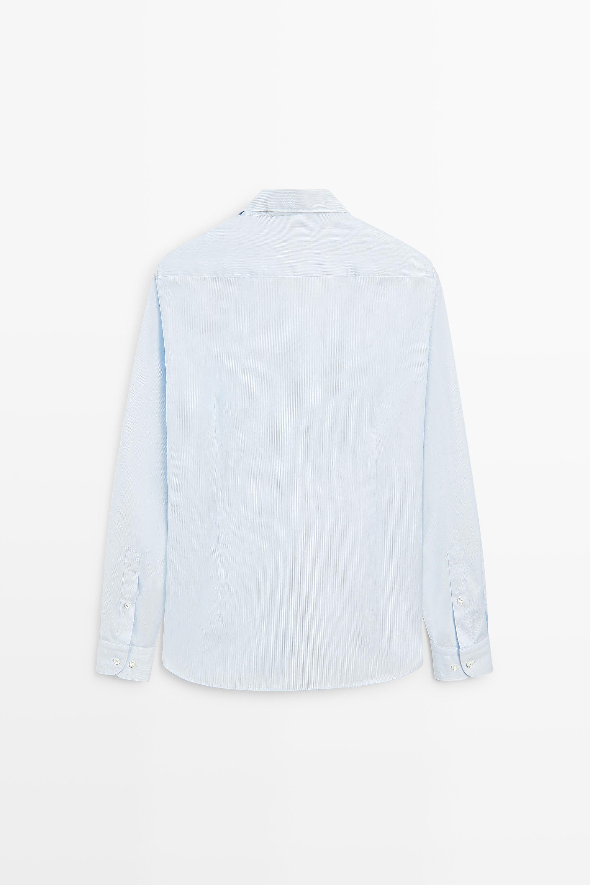 เสื้อเชิ้ตลายทางผ้าฝ้าย 100%