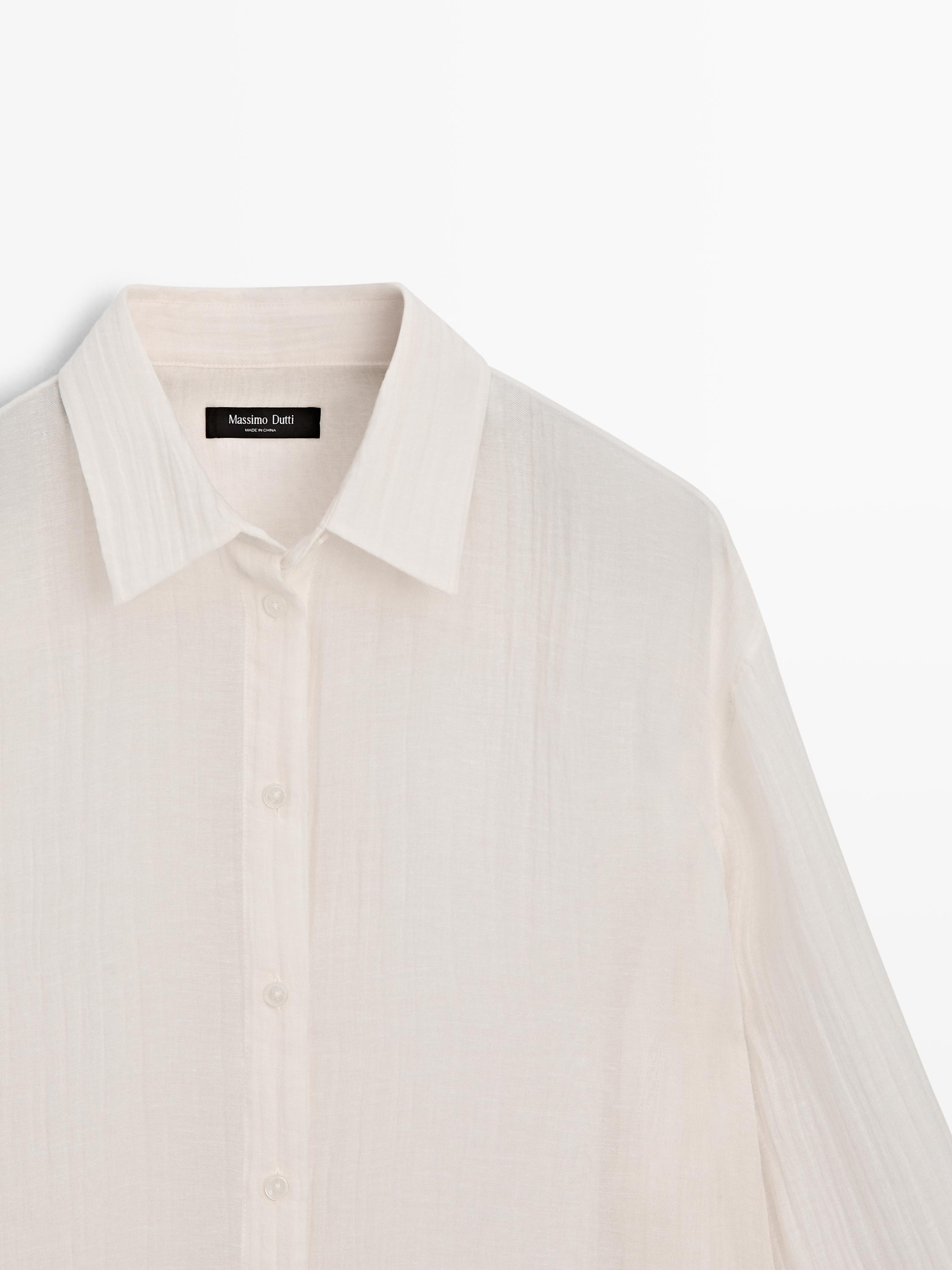 Flowing shirt with pleated detail — IVORY