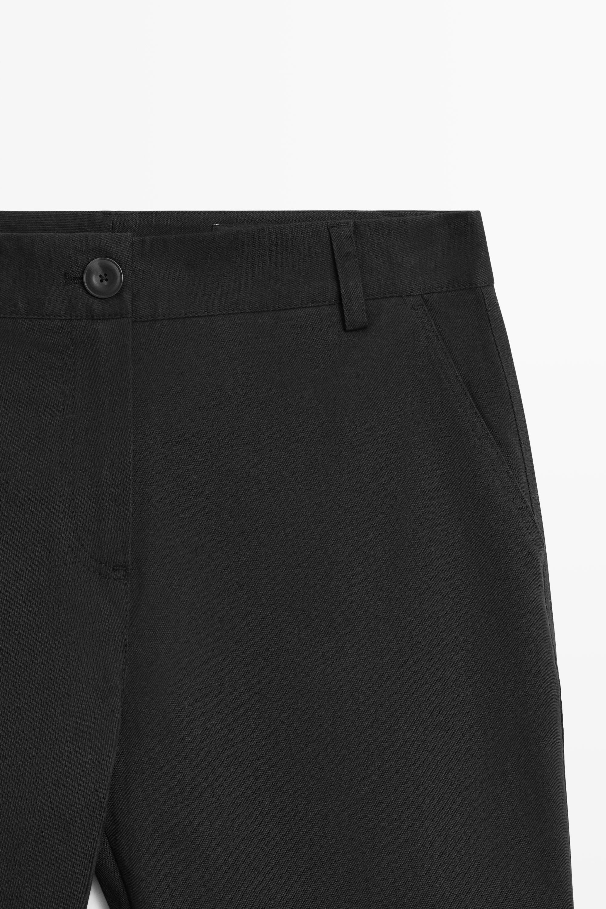 Cotton blend kick flare pants — BLACK