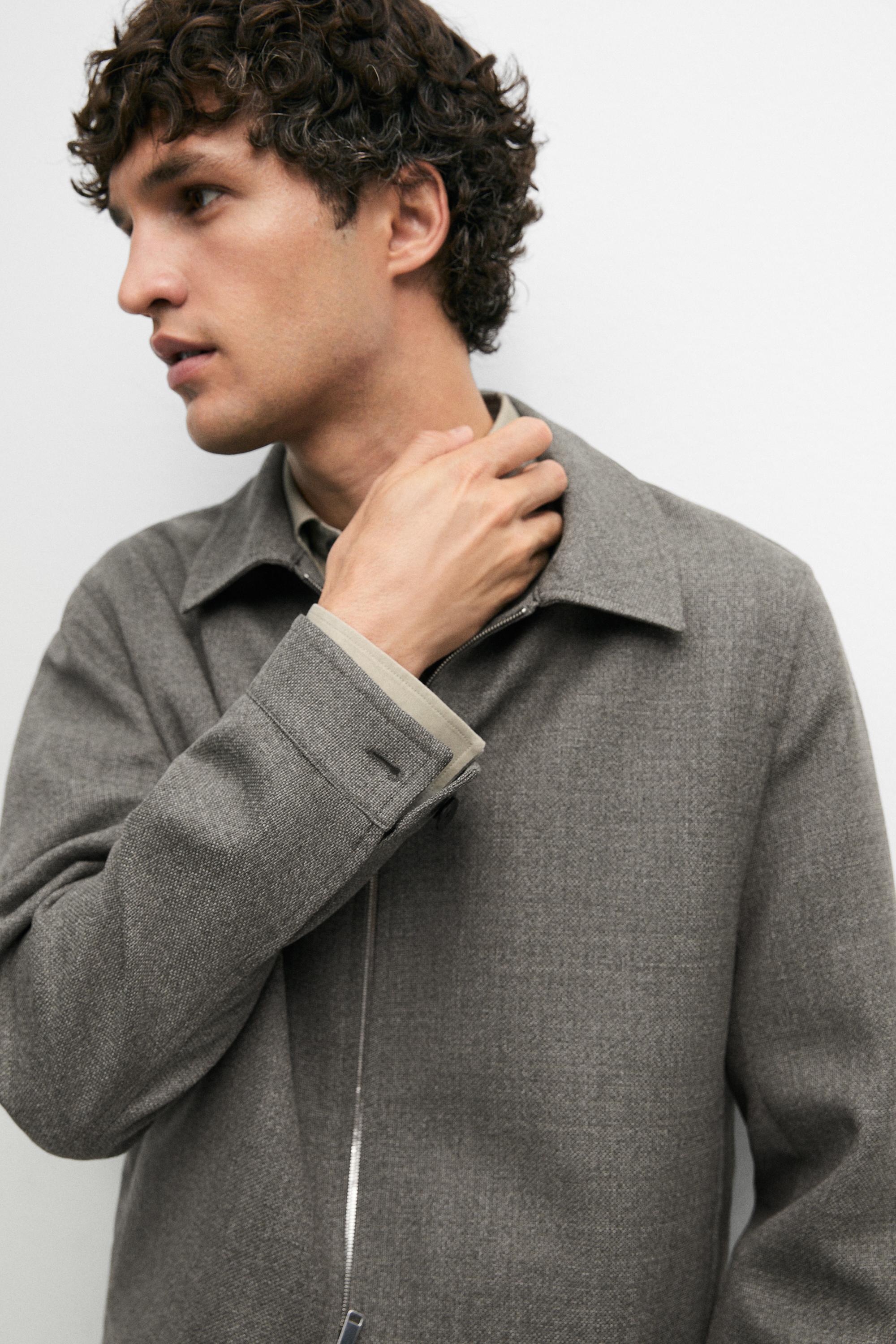 100% wool structured jacket — Greyish green