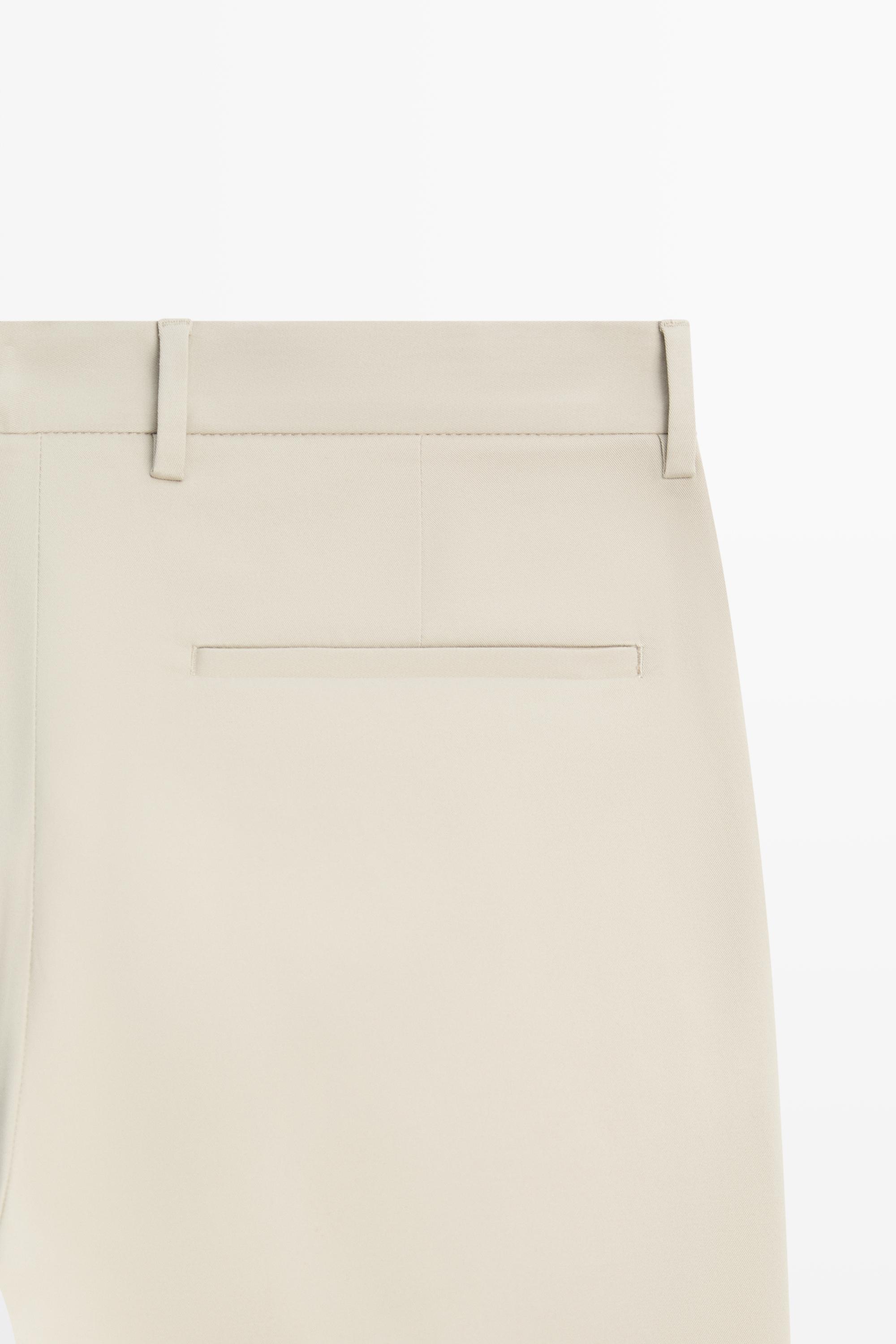 Cotton blend slim fit pants — BEIGE