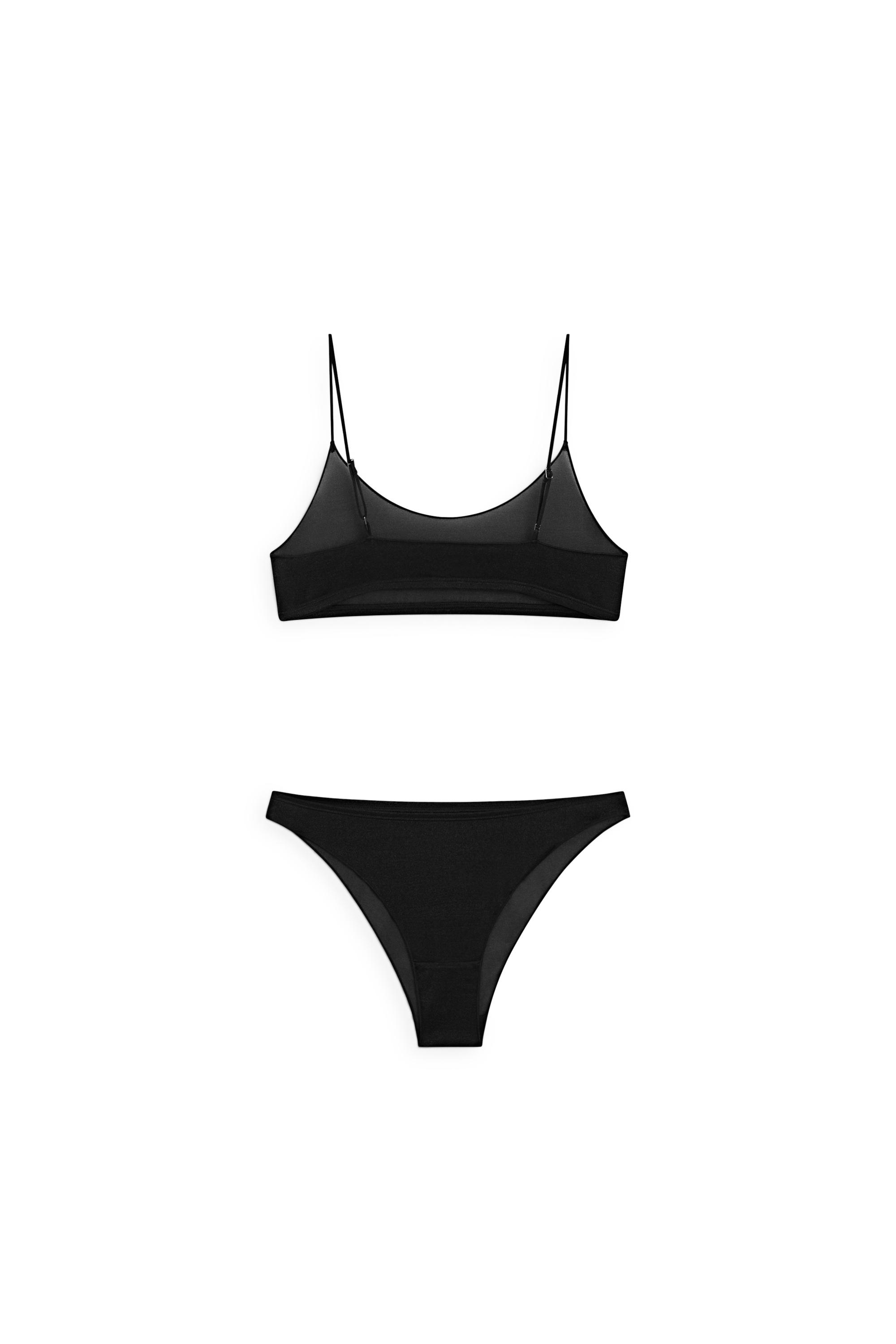 Semi-sheer briefs with metallic detail — BLACK