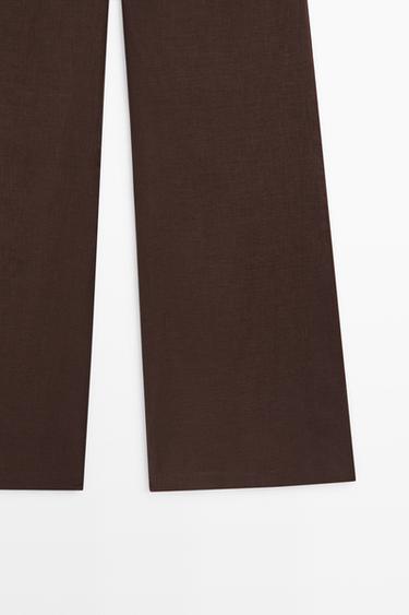 100% linen flowing pants — BROWN 7