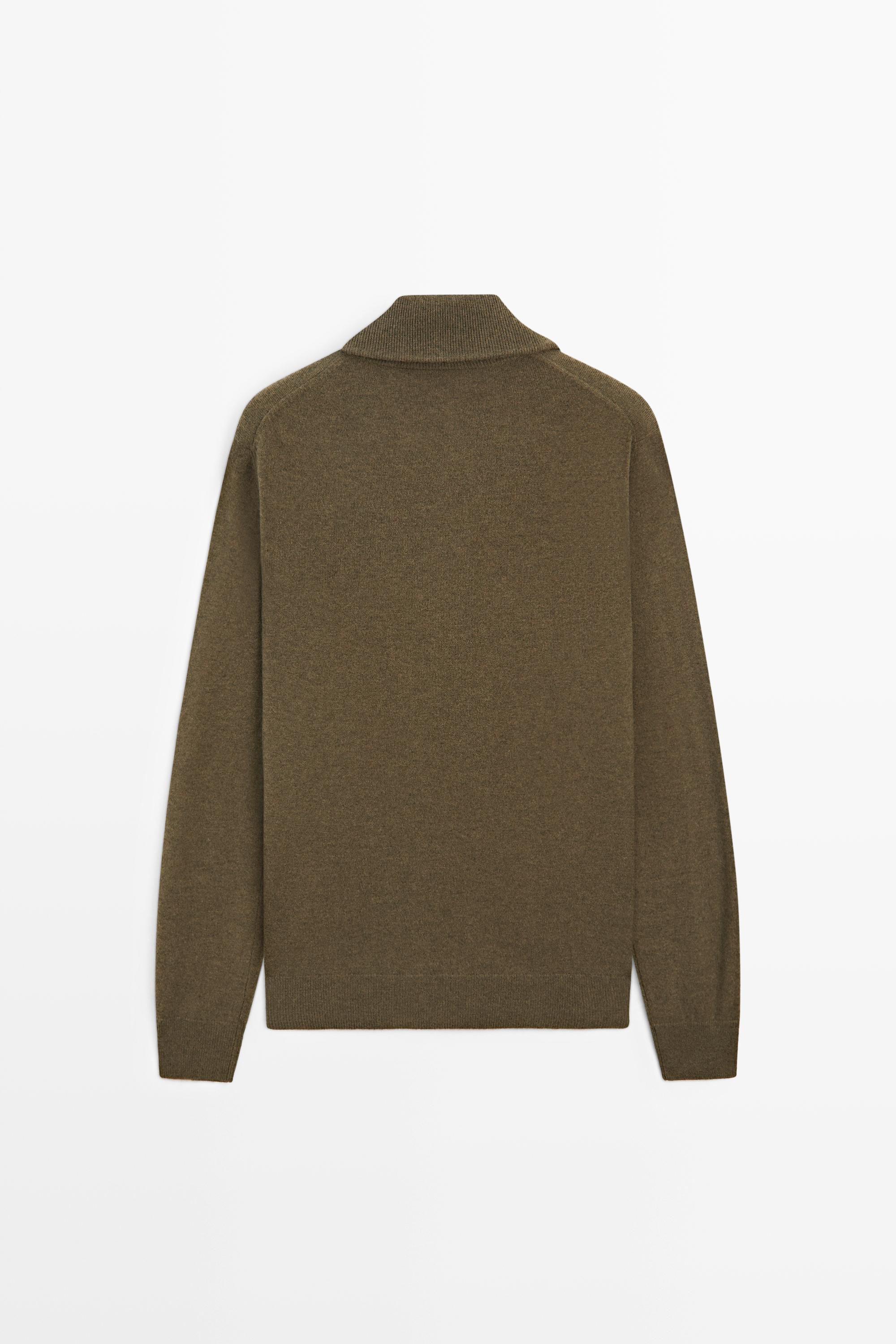 Mock neck zip-up knit sweater — Sea green