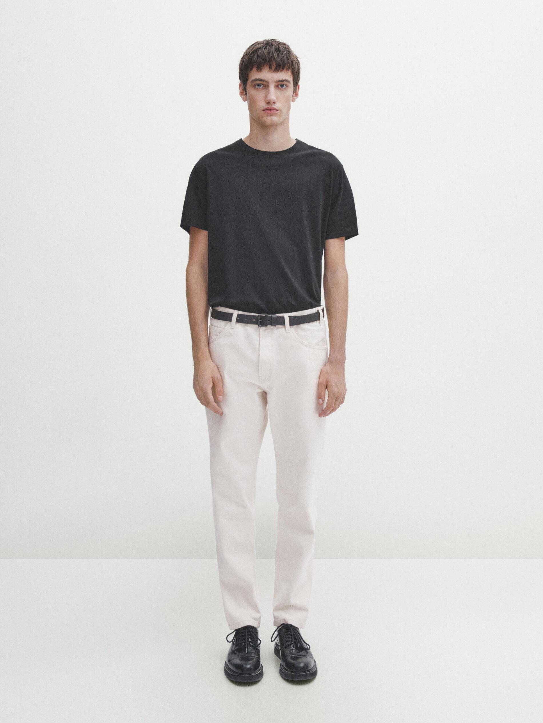 100% mercerised cotton T-shirt — BLACK
