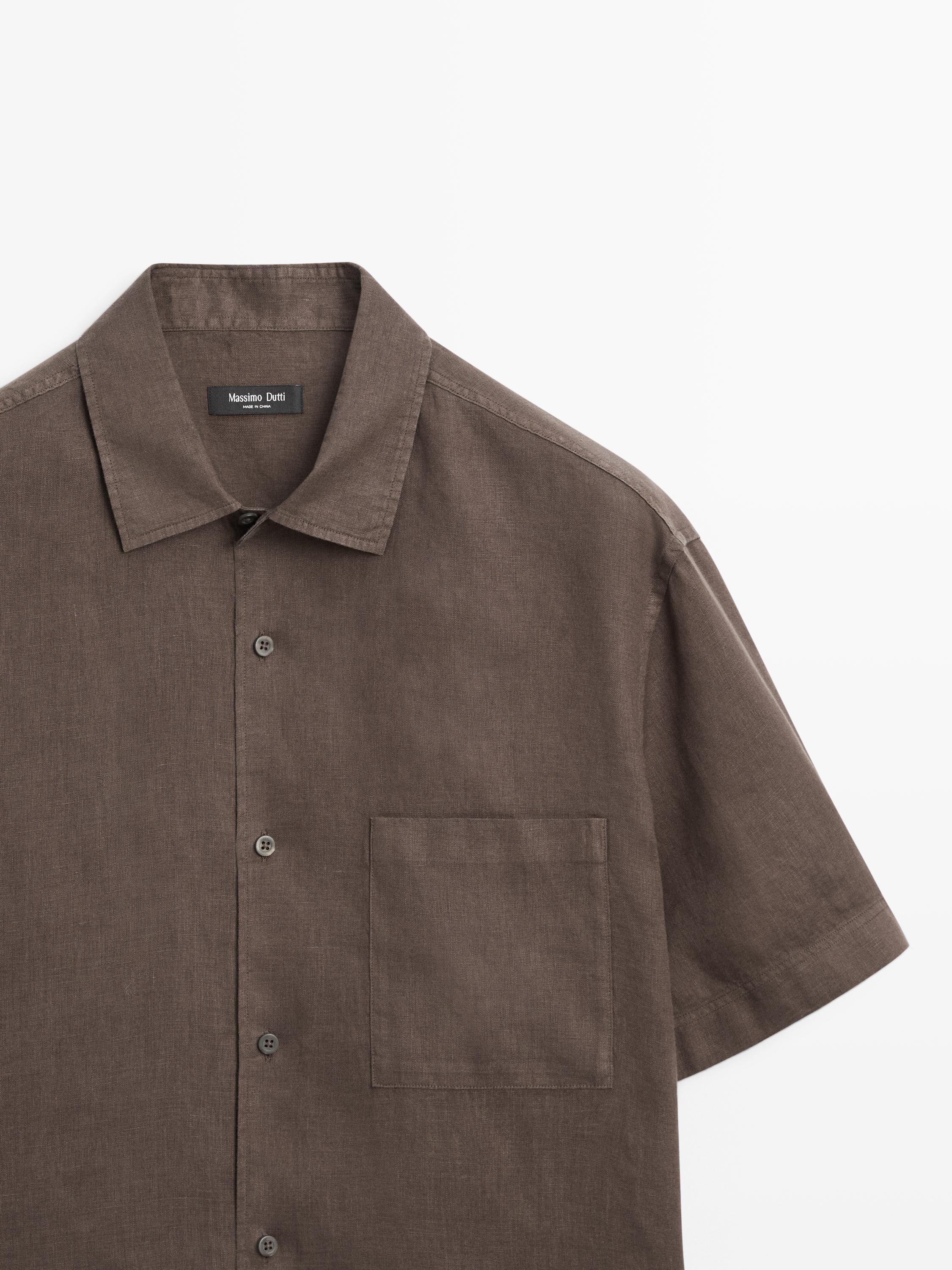 Regular fit short sleeve shirt — BROWN