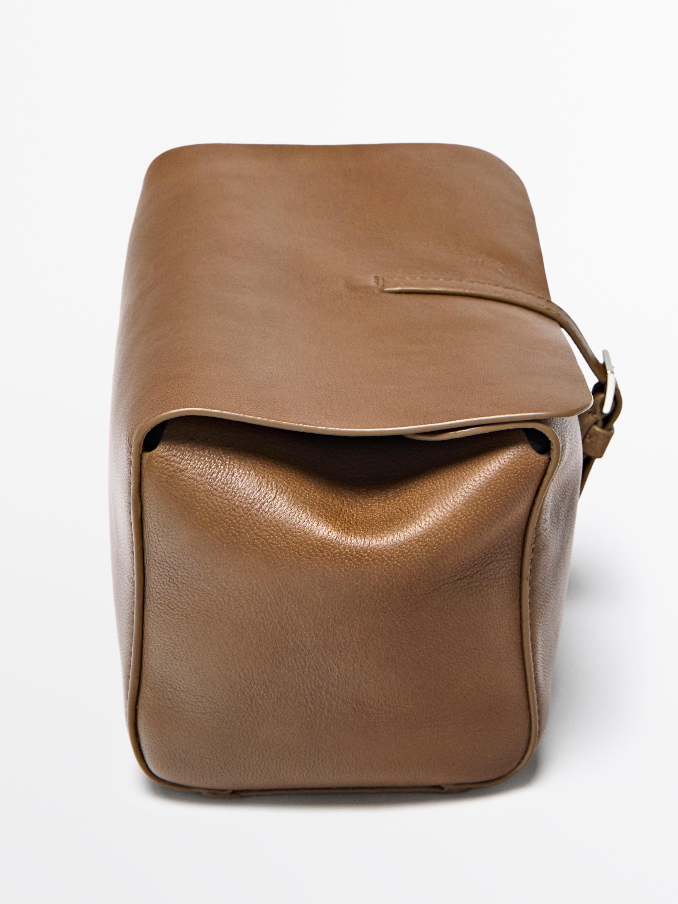 Nappa leather travel toiletry bag — MOLE BROWN