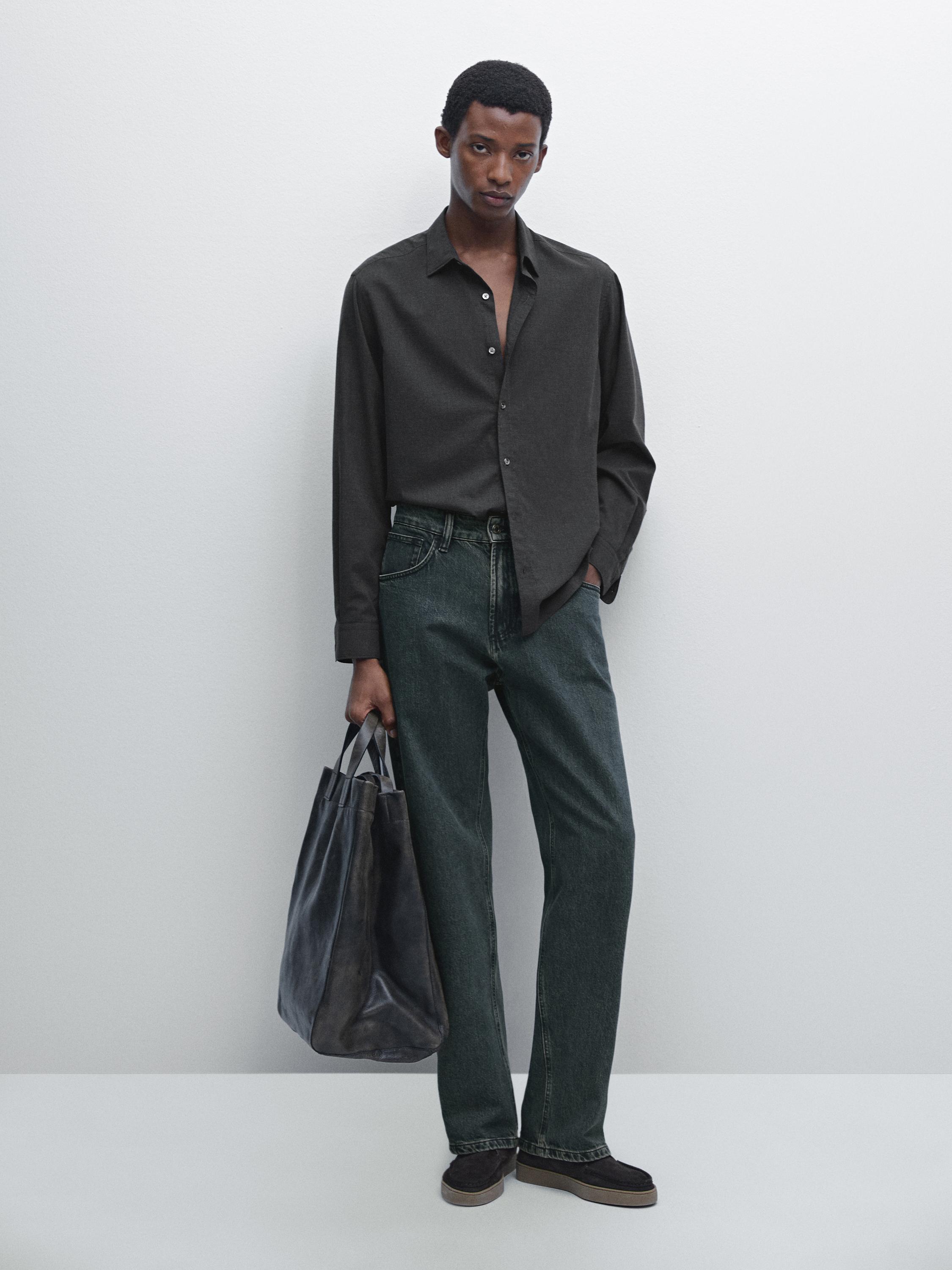 Regular fit micro-check shirt