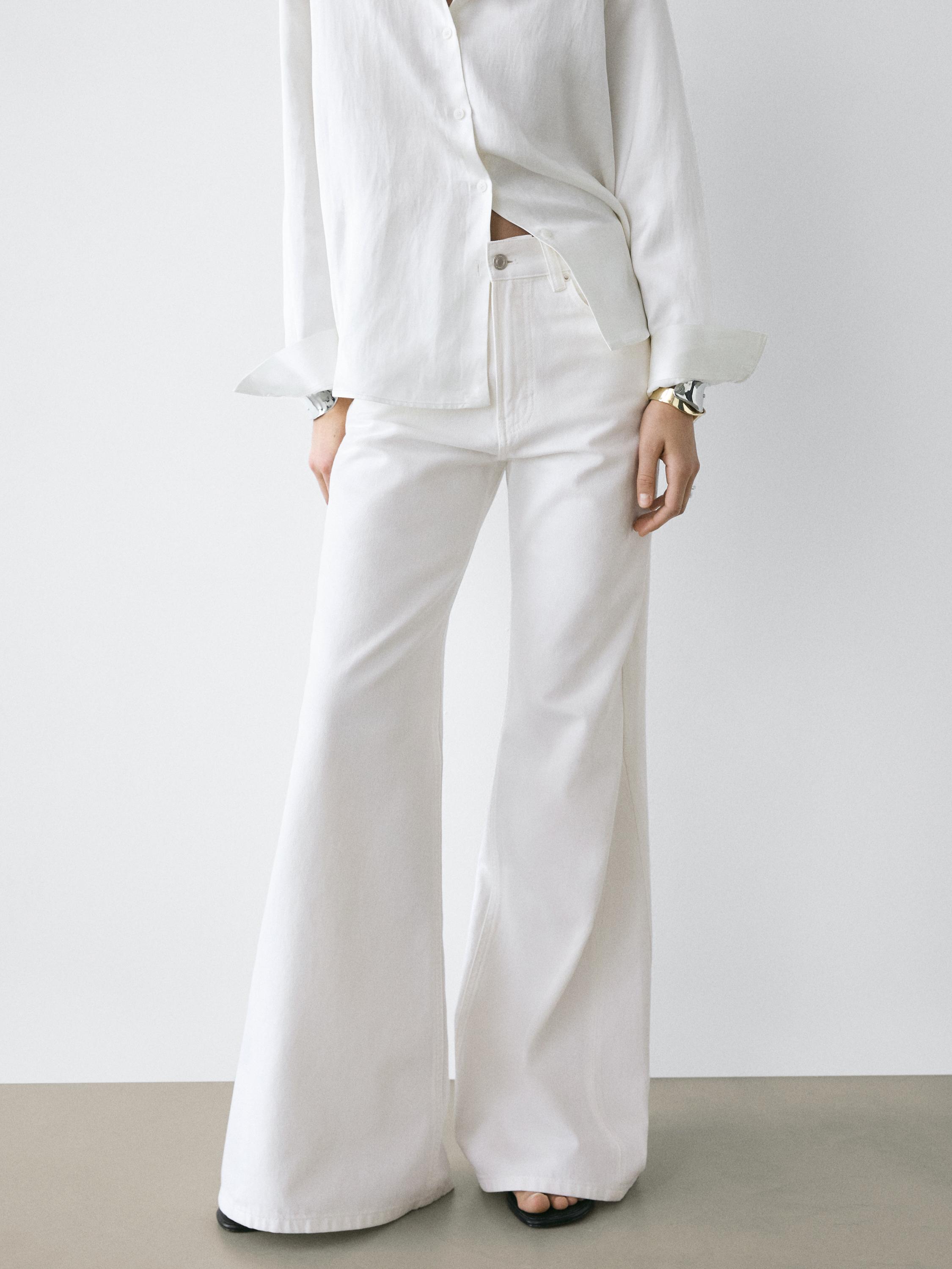 High-waist flare fit jeans — Off white