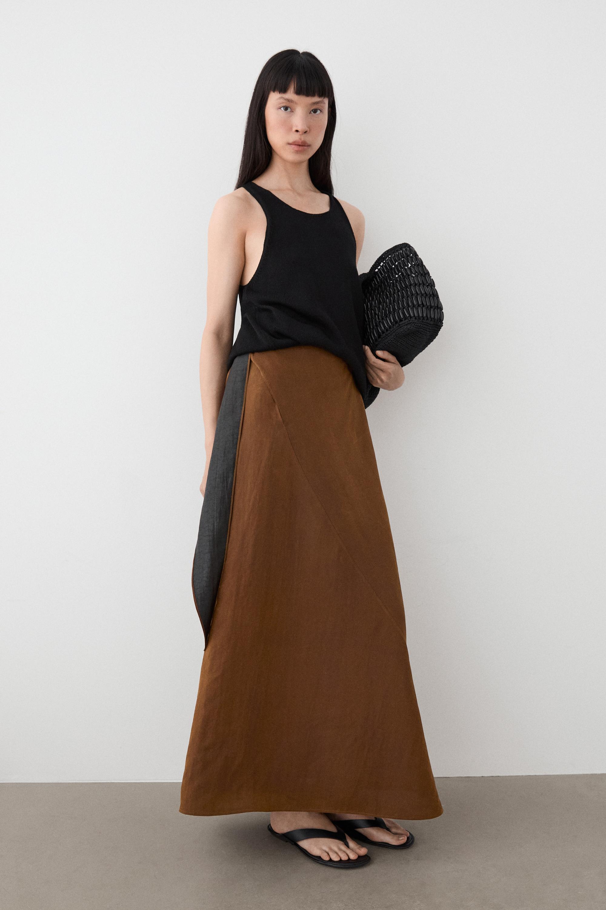 Midi skirt with pareo tie detail — BEIGE