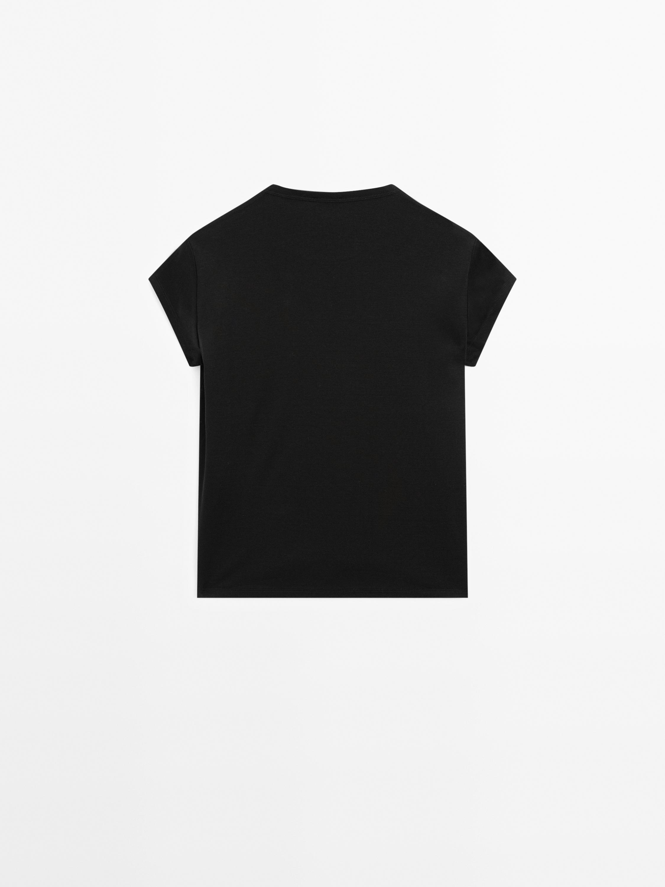 100% mercerised cotton short sleeve T-shirt — BLACK