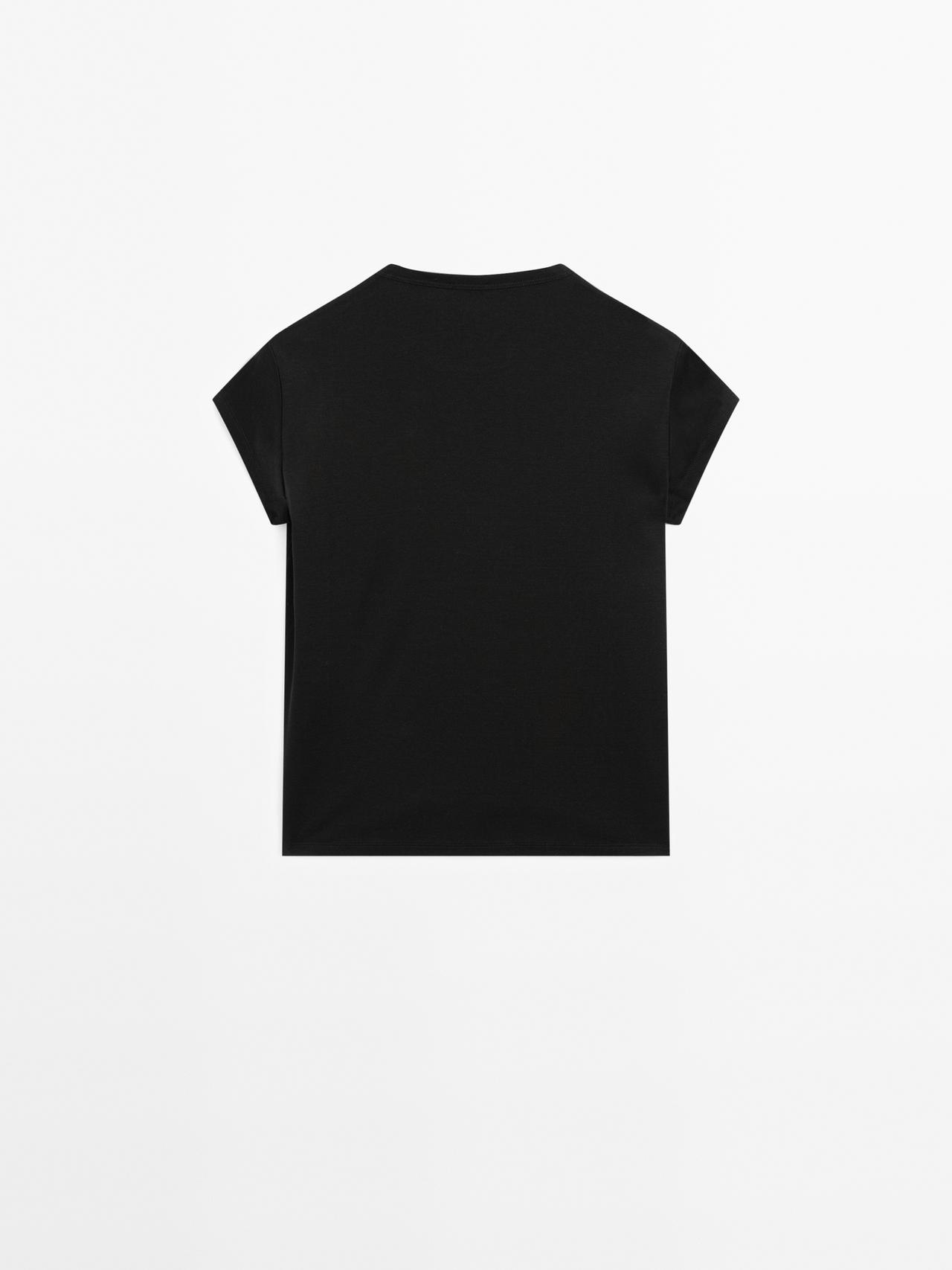 100% mercerised cotton short sleeve T-shirt — BLACK