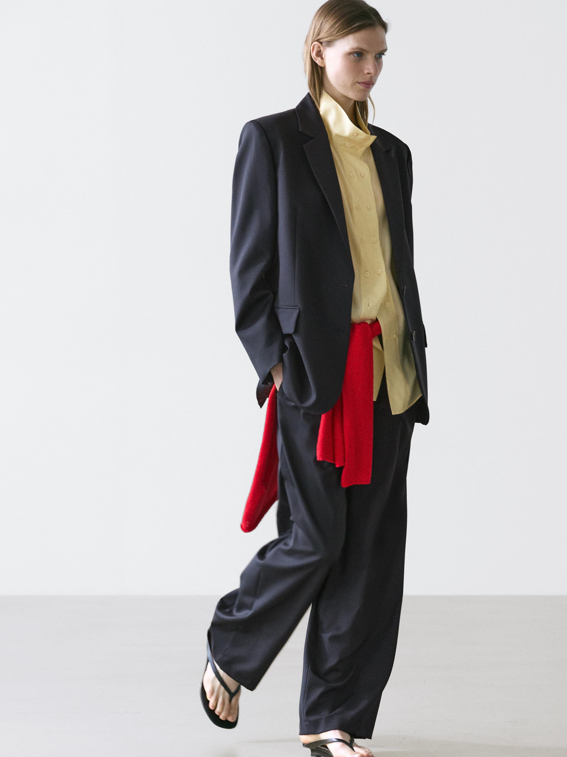 100% extra fine wool two-button blazer — NAVY BLUE