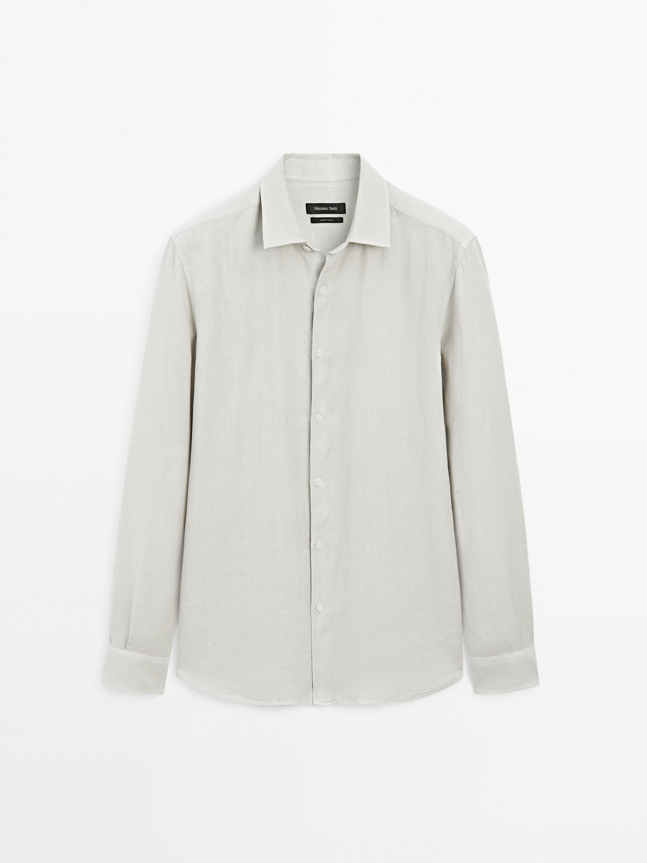 Kemeja campuran linen slim fit