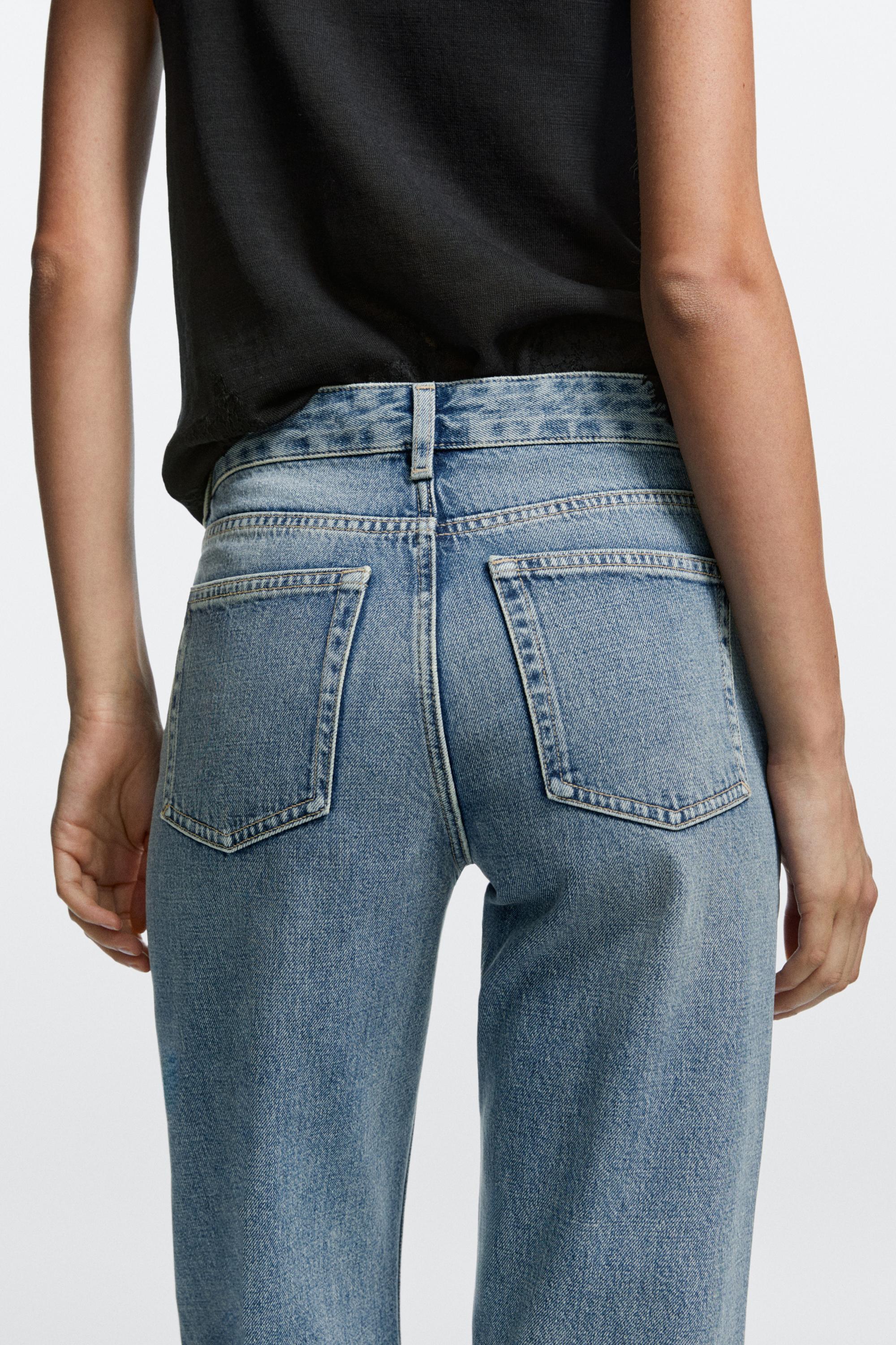 Mid-waist wide-leg jeans — Light Blue