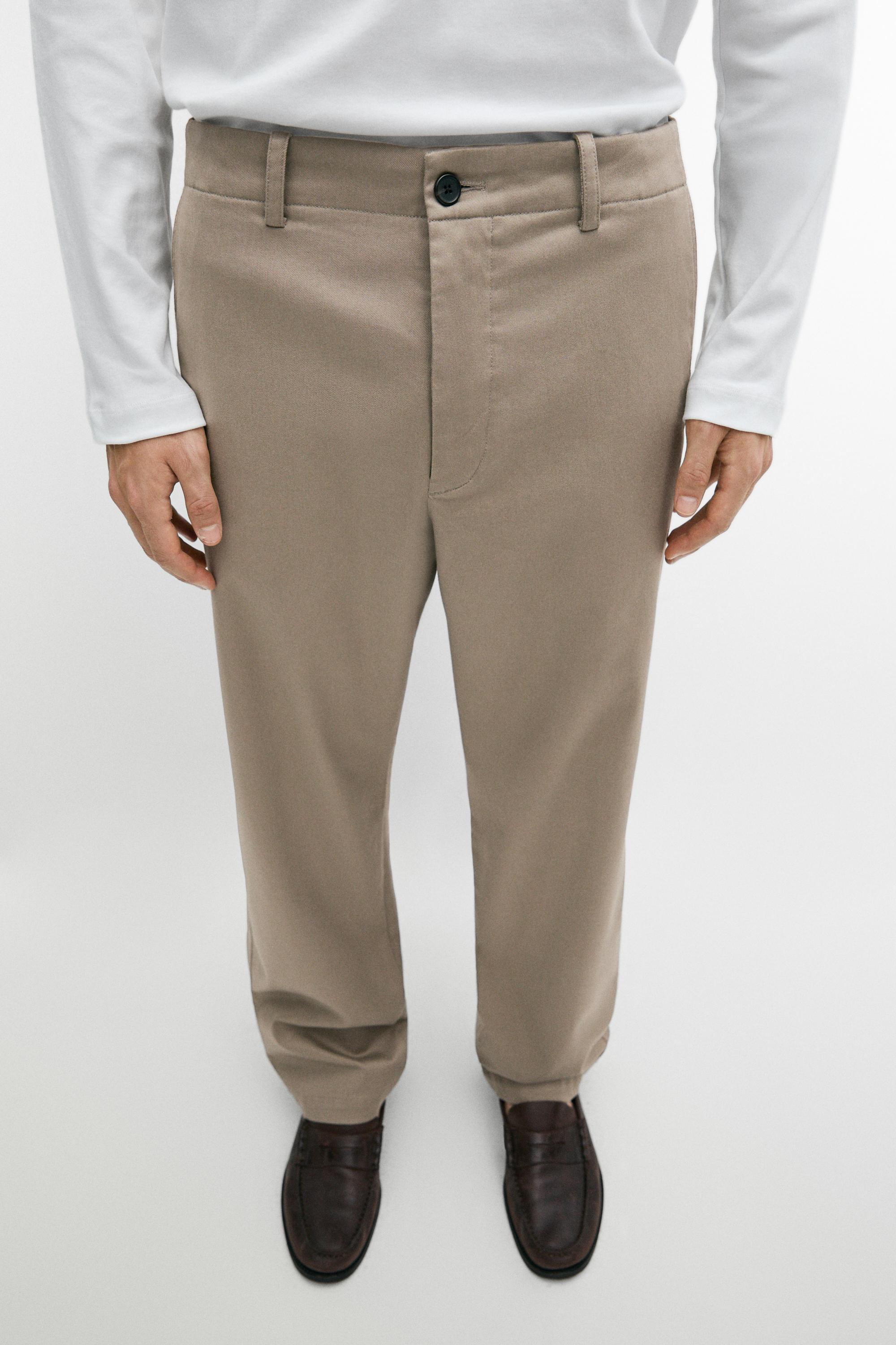 Cotton blend straight-leg pants — MINK