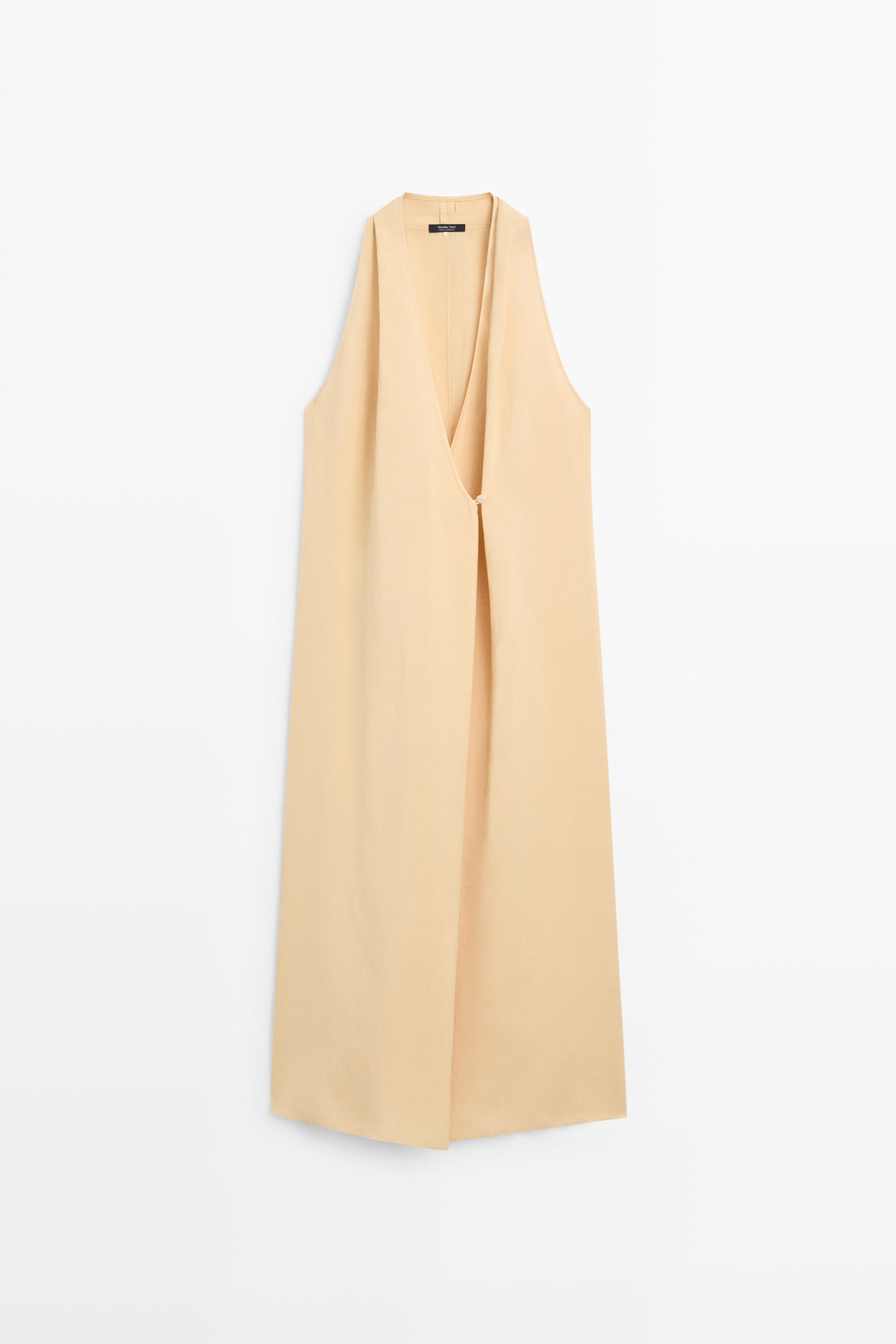 Midi dress with button detail — PALE YELLOW