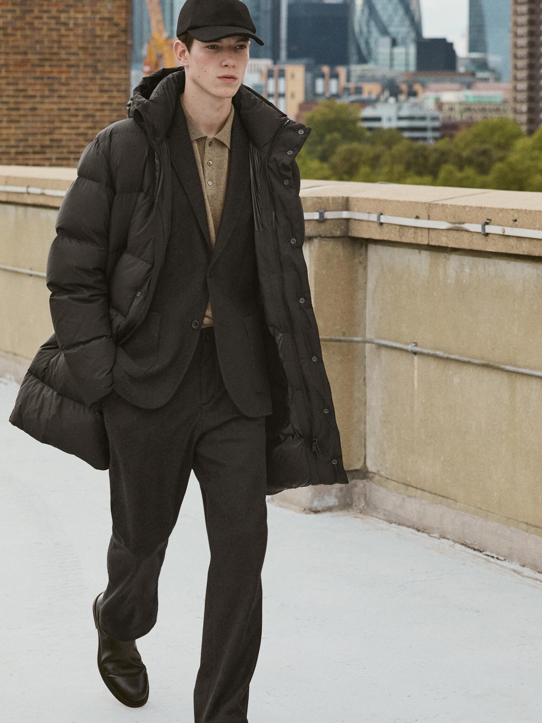 Wool blend jogger fit trousers