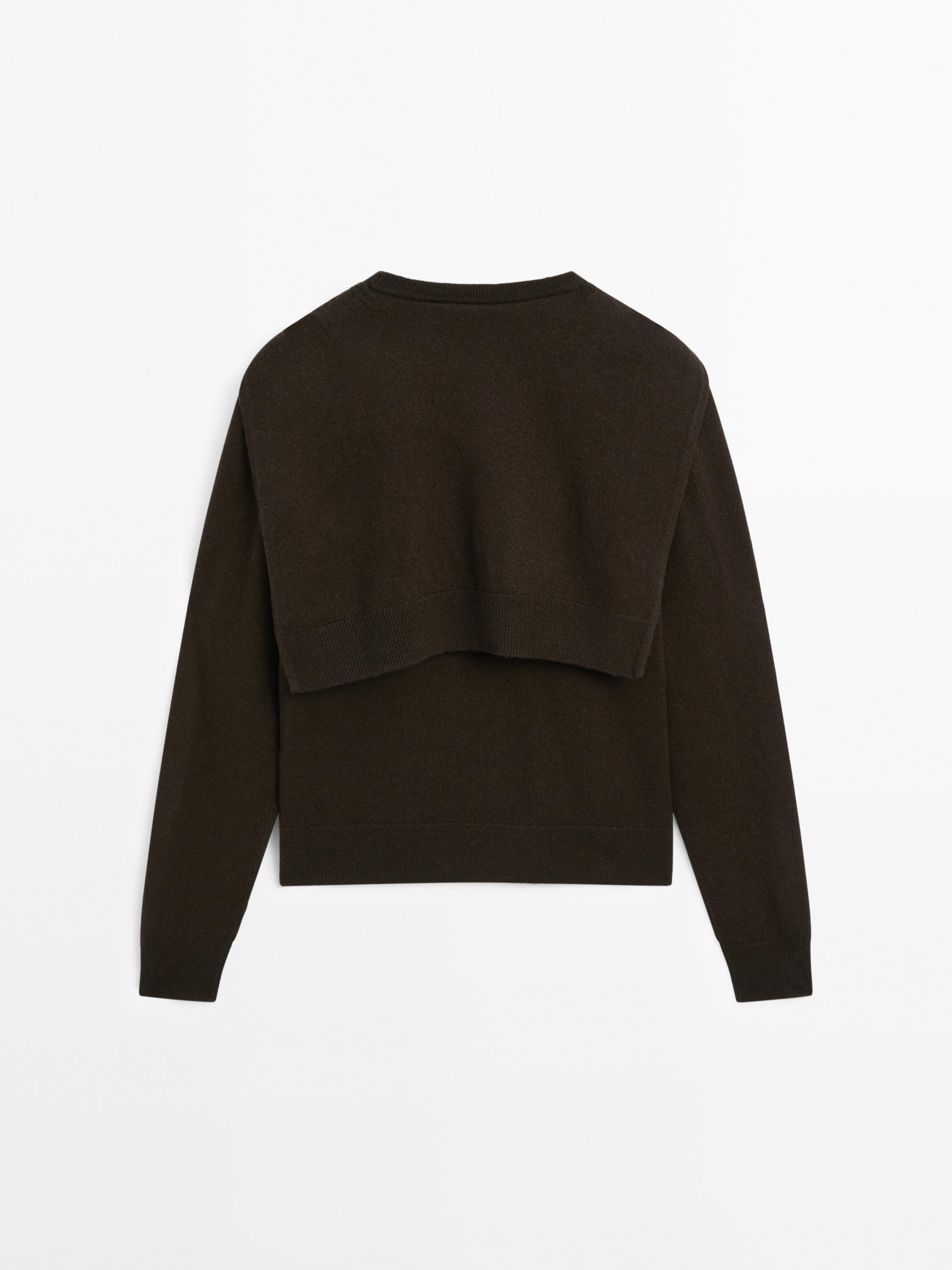 Wool blend knit double sweater