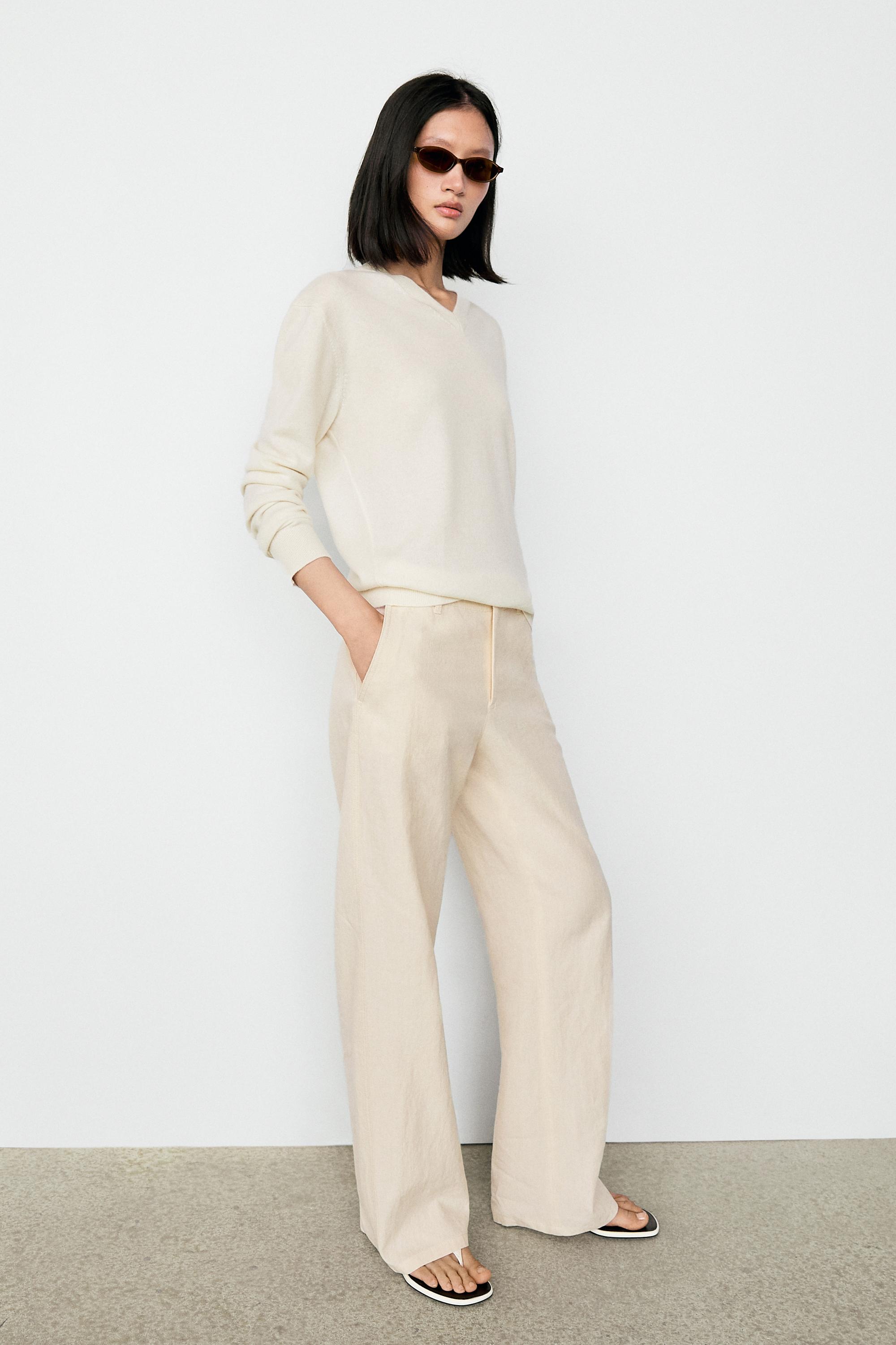 100% cashmere knit sweater — CREAM