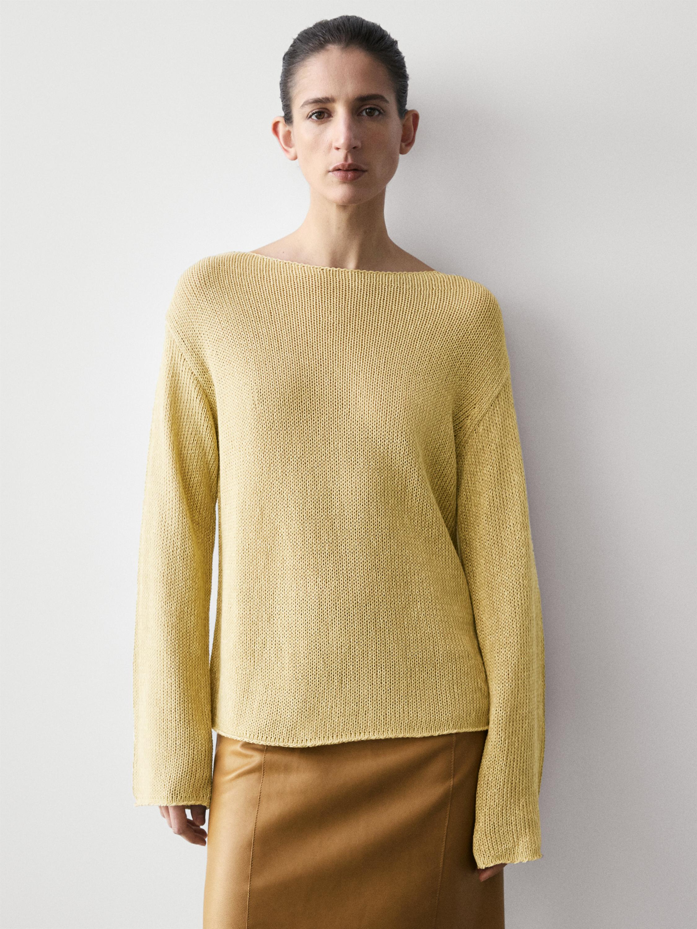 Cotton blend cutwork sweater — LIME