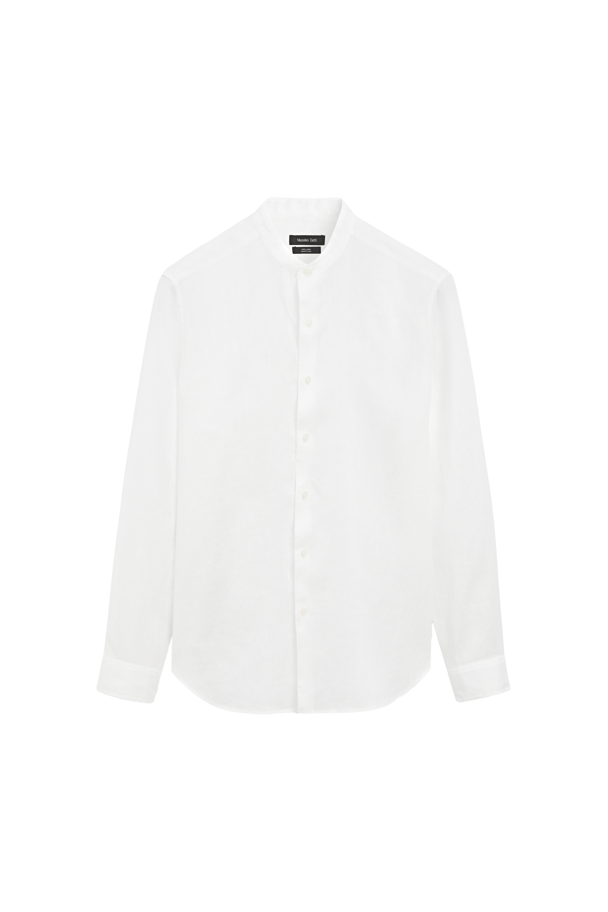 Massimo Dutti %100 keten regular fit hakim yaka gömlek görsel 2