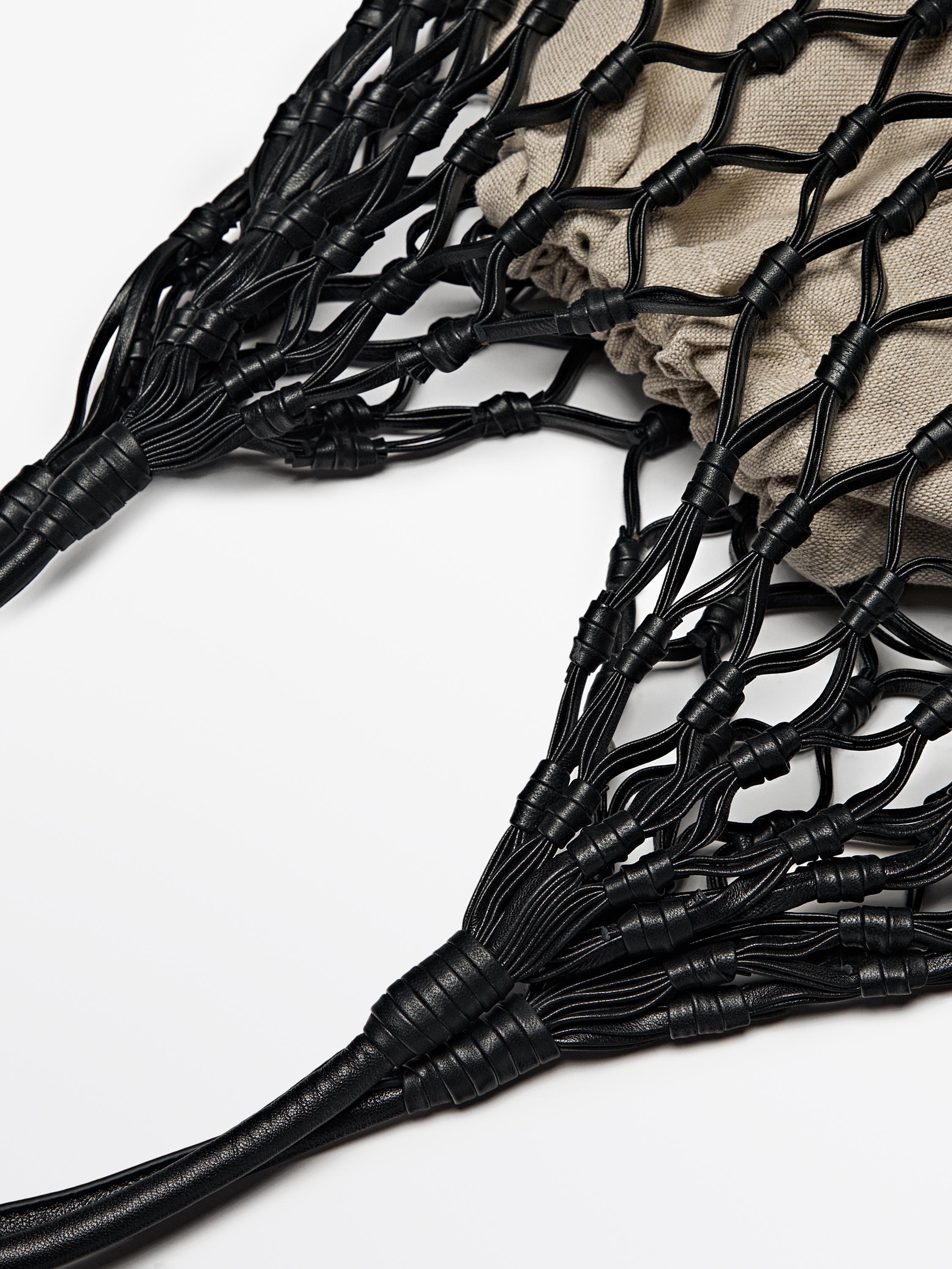 Leather mesh bag