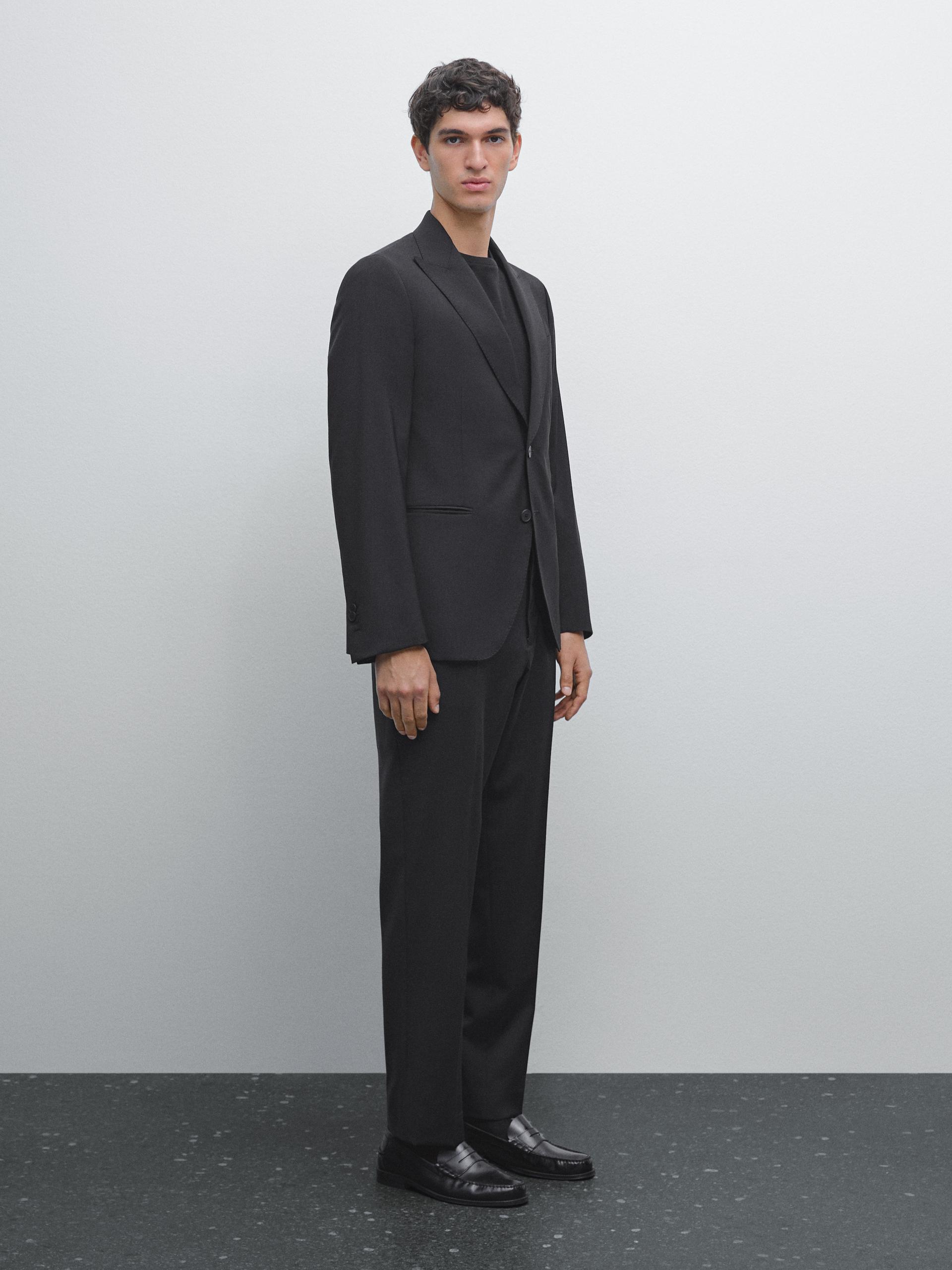 Pantaloni Da Completo Tinta Unita 100% Lana - Nero - 44 (It 50) - Massimo Dutti - Maschile