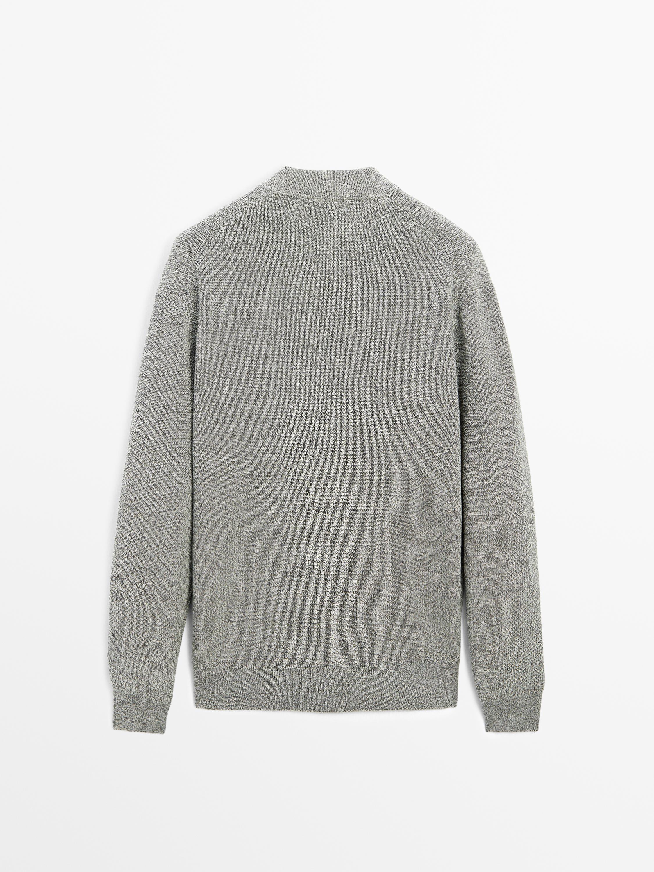 Mouliné cotton knit cardigan