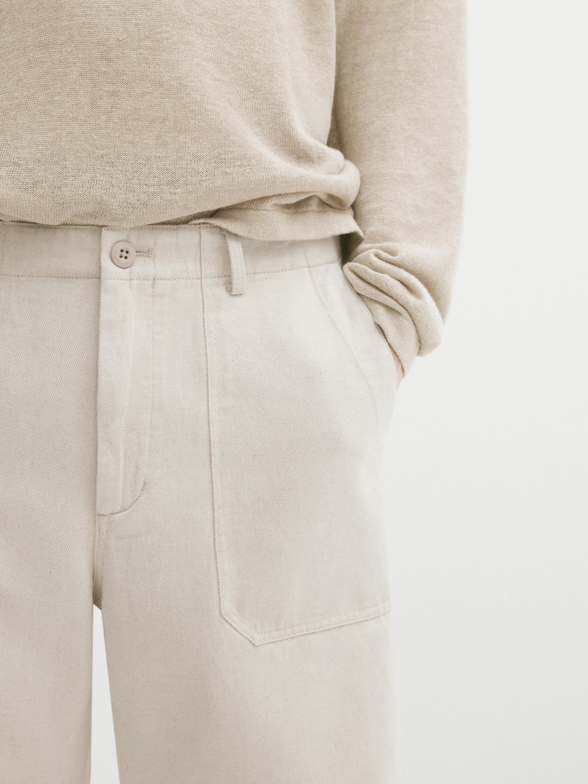 Cotton and linen blend Bermuda shorts