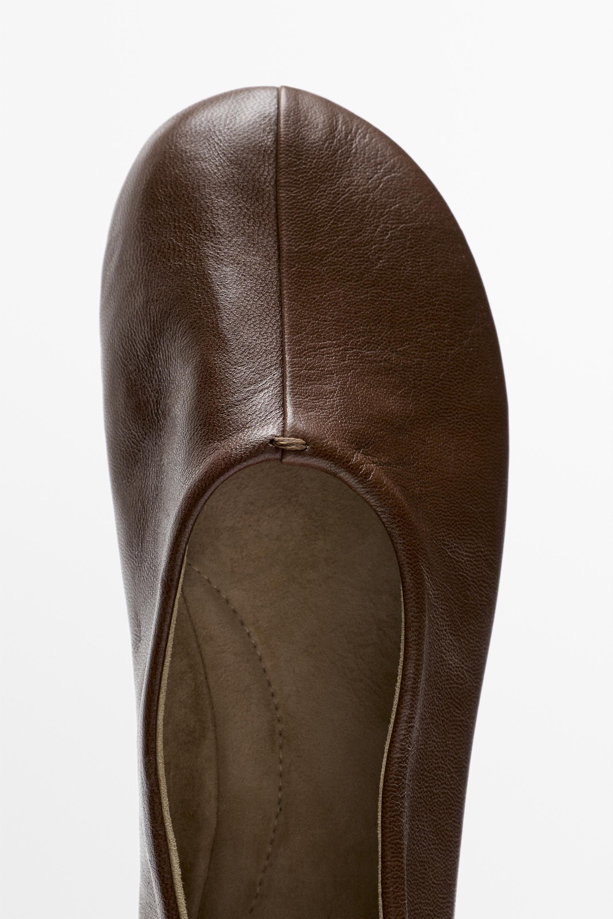 Soft leather ballet flat — HAZELNUT BROWN
