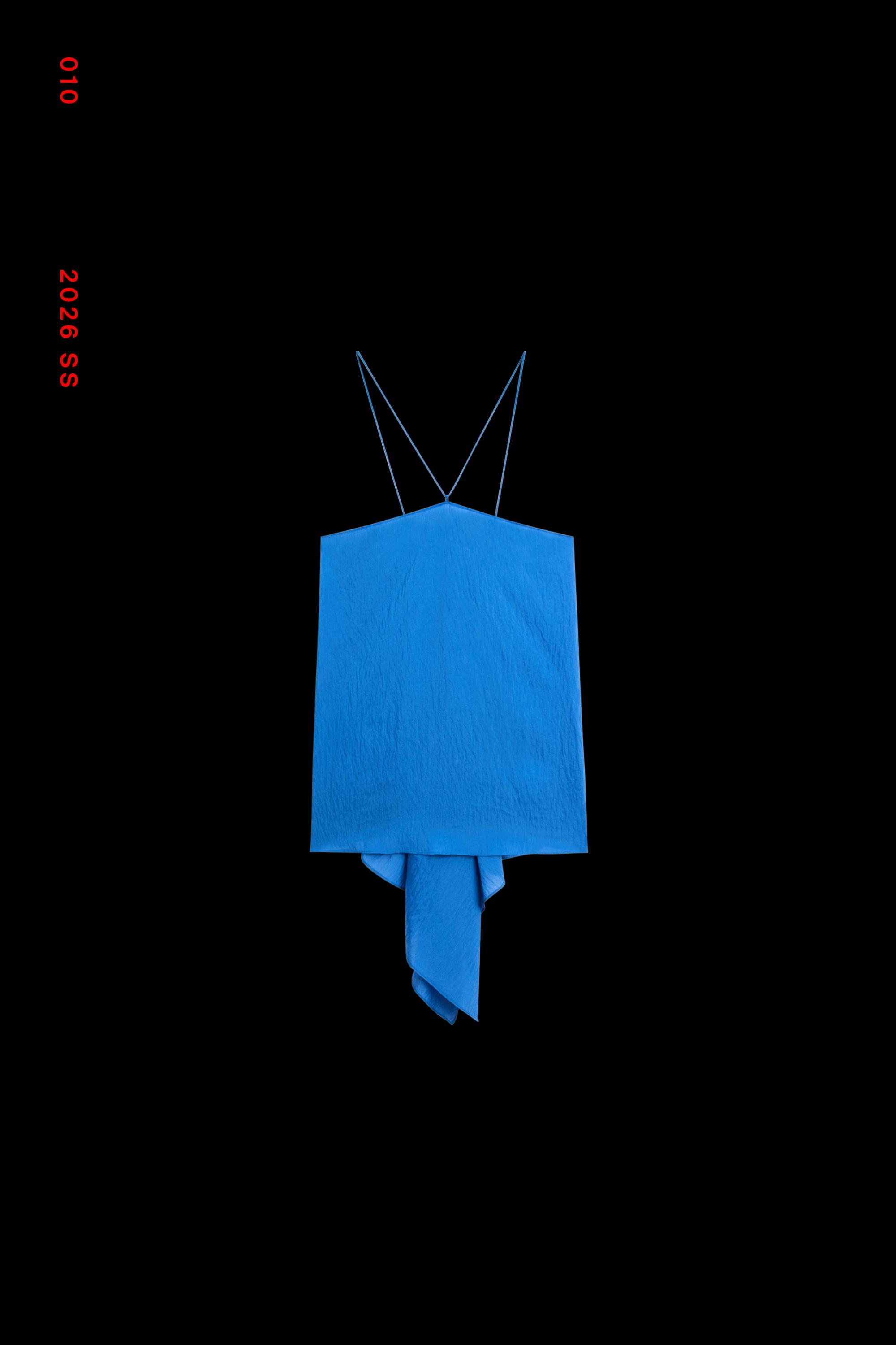 Flowing halter top with tie detail — BLUE