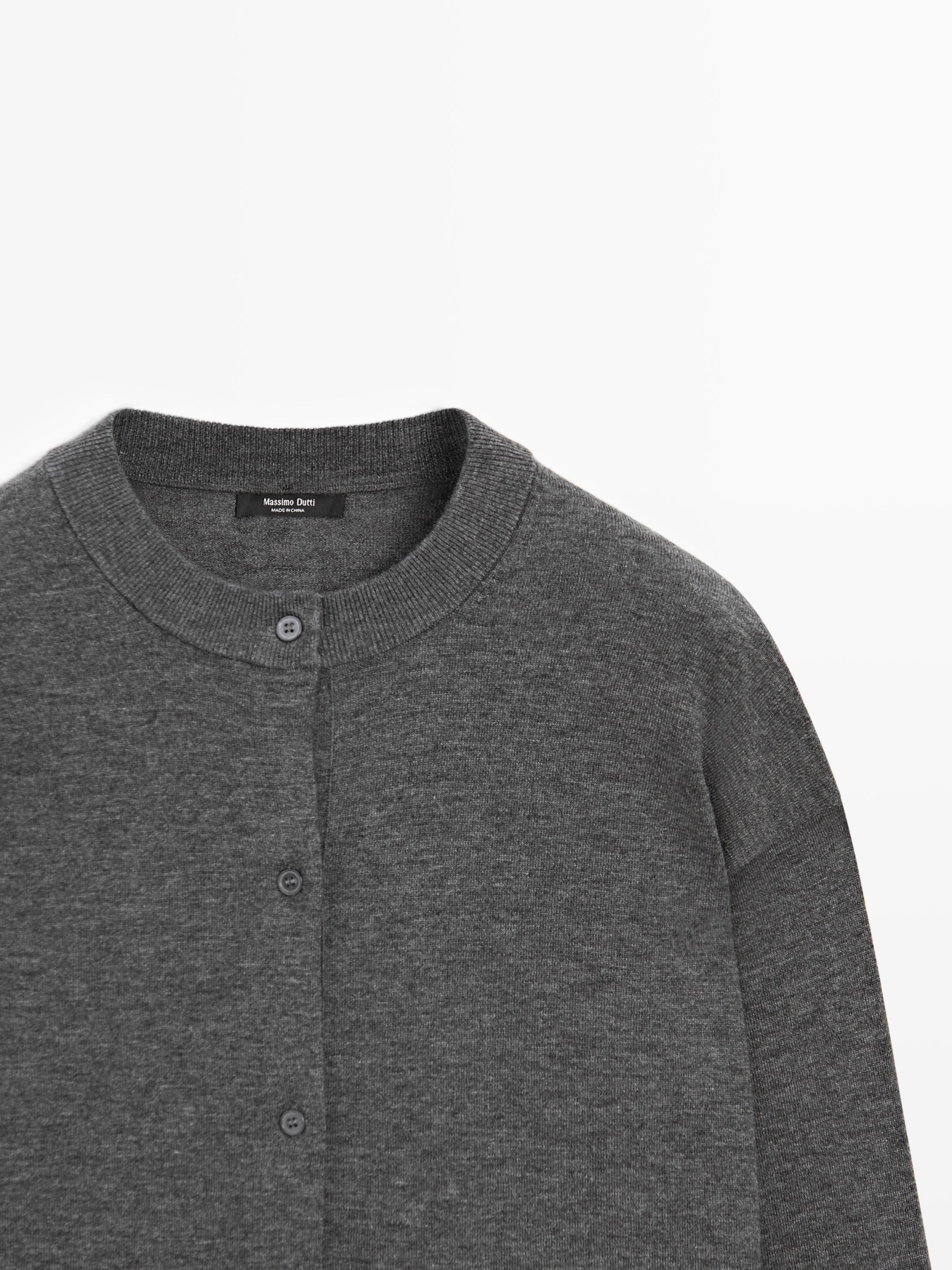 Long knit buttoned cardigan — MEDIUM GREY