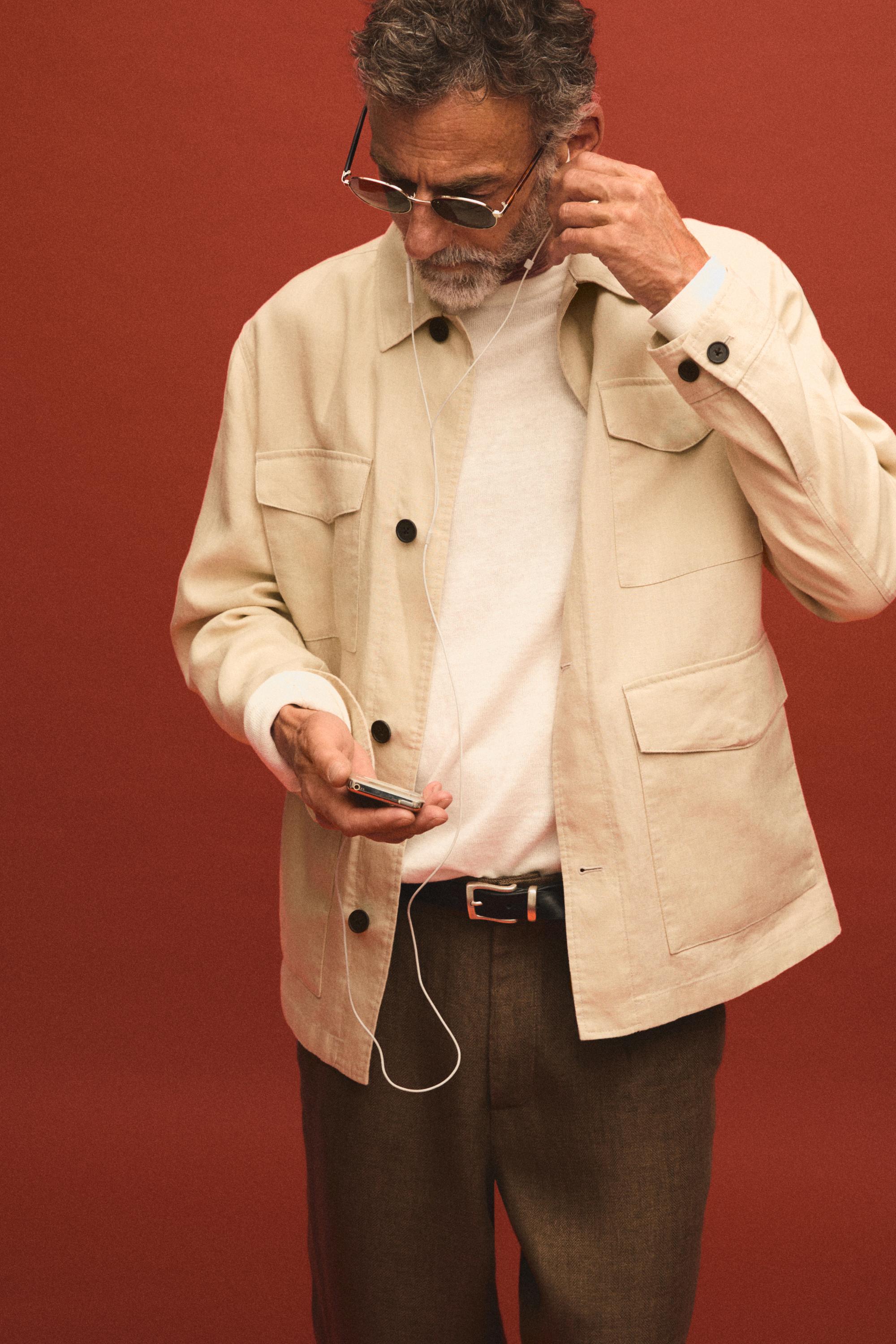 Lightweight linen jacket with pockets — STONE