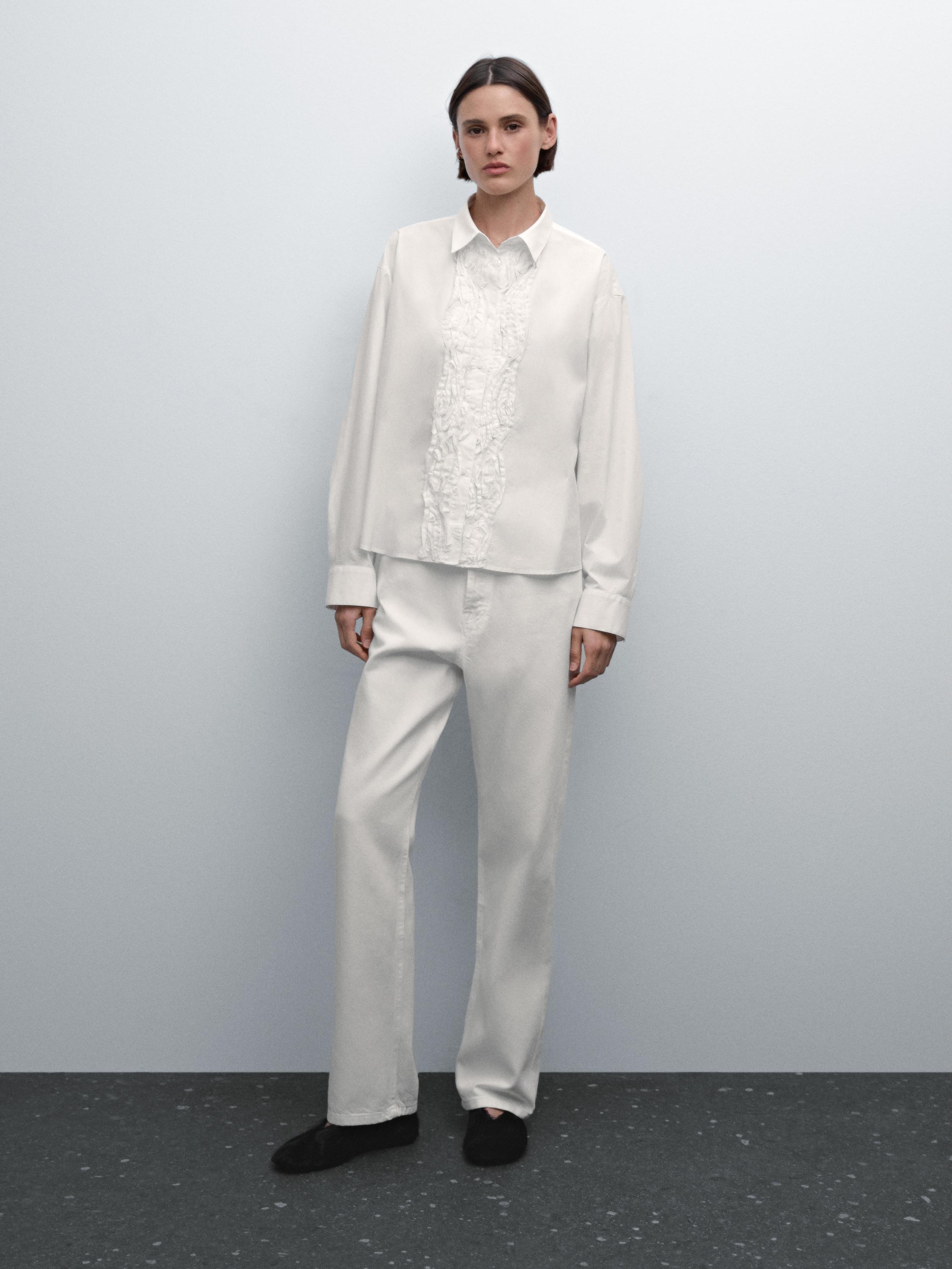 Camisa Azul Camisas De Fiesta Mujer Massimo Dutti Camisa Blanca